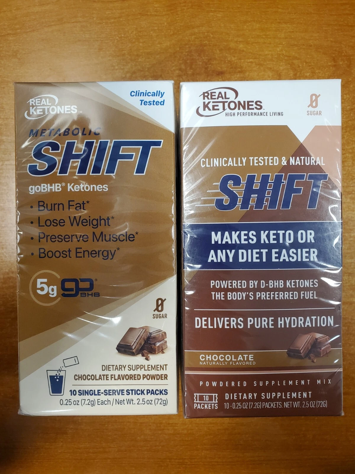 2 Boxes of 10: Real Ketones Shift Chocolate Ketone Drink (Exp 10/31/25) 8254-F3A