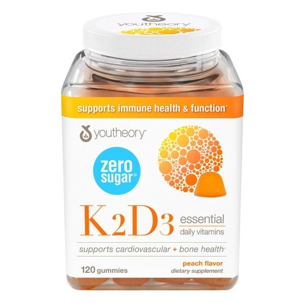 youtheory K2D3 Zero Sugar Gummies, 120 Gummies