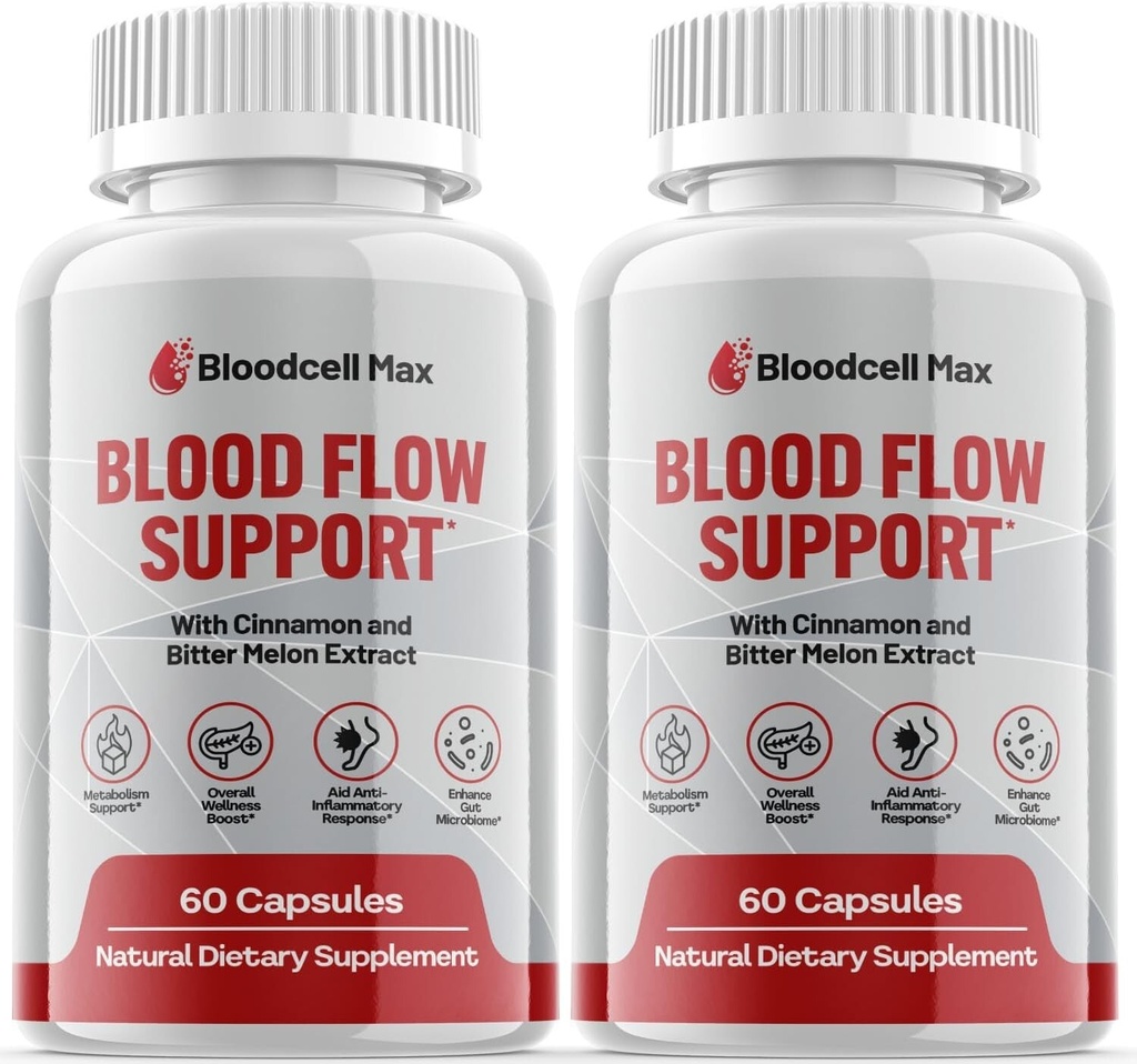 2 Pack - Bloodcell Max Blood Flow Support Pills - Blood Flow Supplement-120 Caps