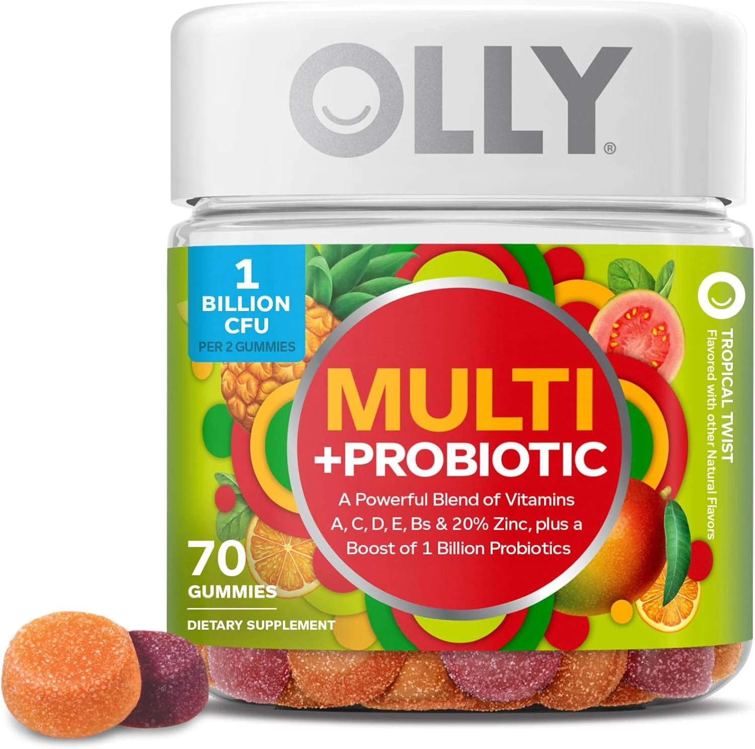 Multi Probiotic Adult Multivitamin Gummies 70 Ct Tropical Twist Digestive Aid
