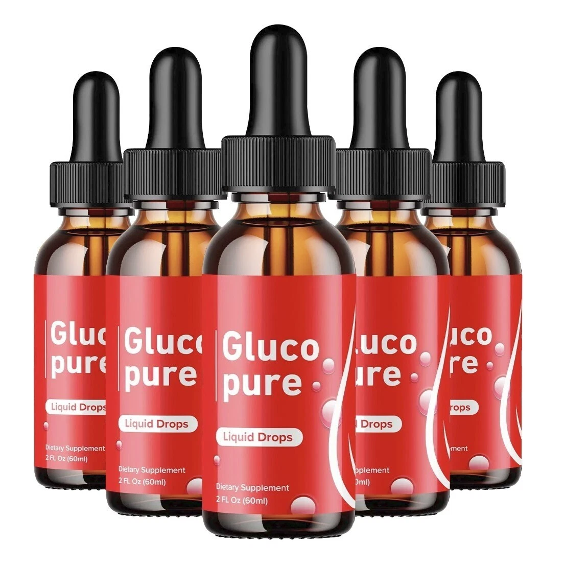 (5 Pack) Gluco Pure Liquid Drops, GlucoPure Blood Sugar & Pressure Support
