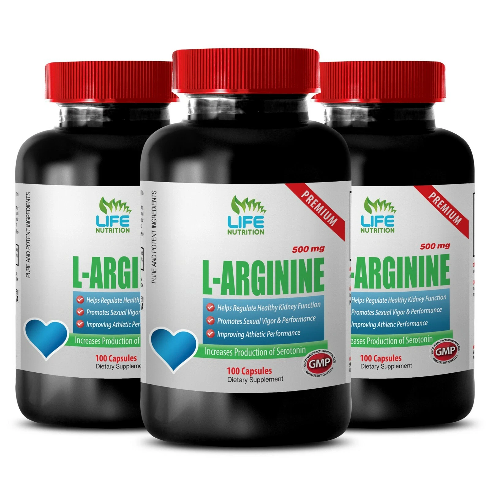 Suplemento dietético - L-Arginina 500mg 3 Botellas - Mejora masculina natural