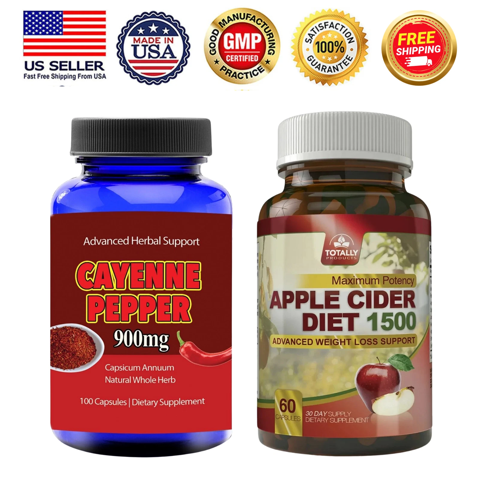 Cayenne Pepper Fat Burner Diet Pills Apple Cider Vinegar Weight Loss Supplement