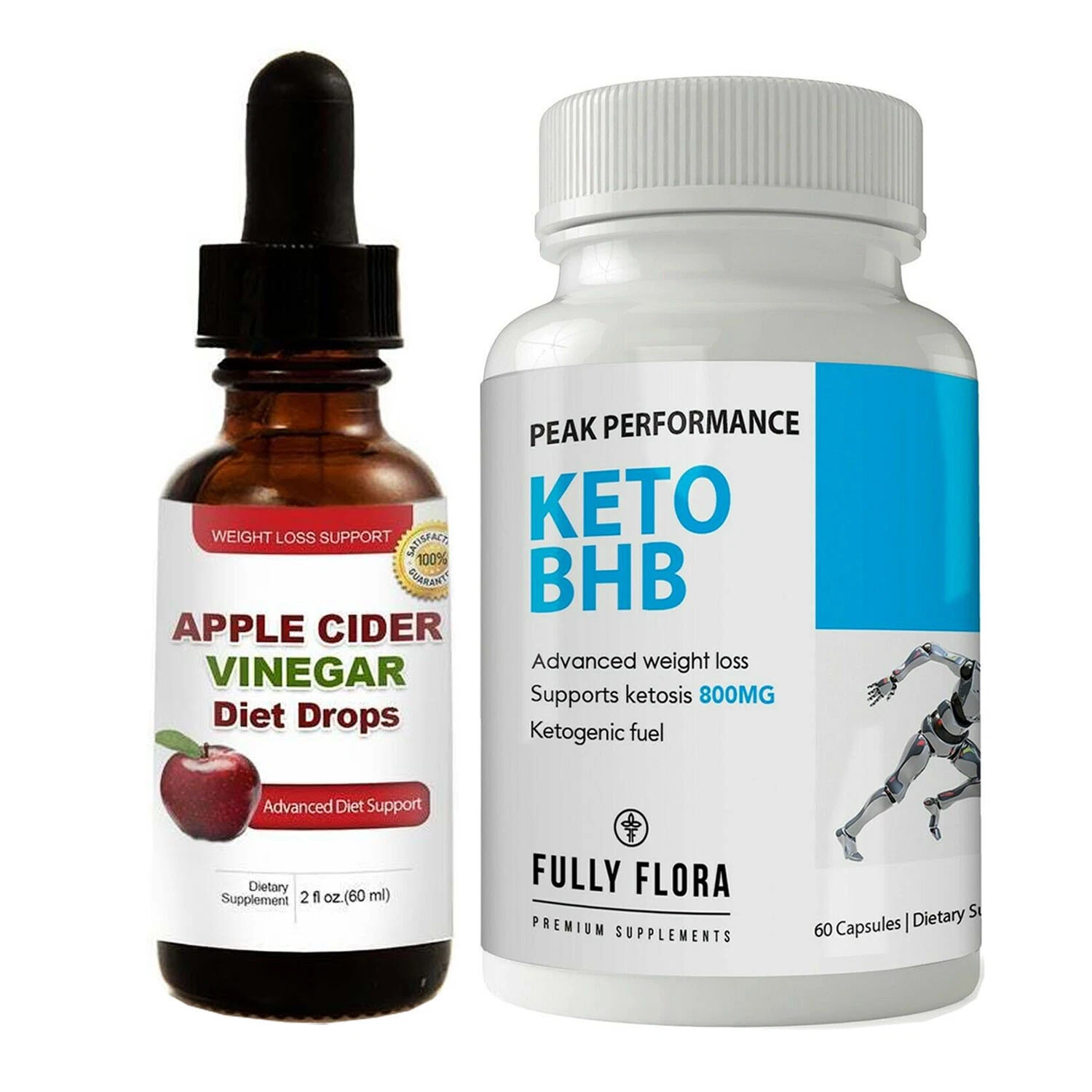 Apple Cider Vinegar Diet Drops & Keto BHB Weight Loss Fat Burner Capsules Combo