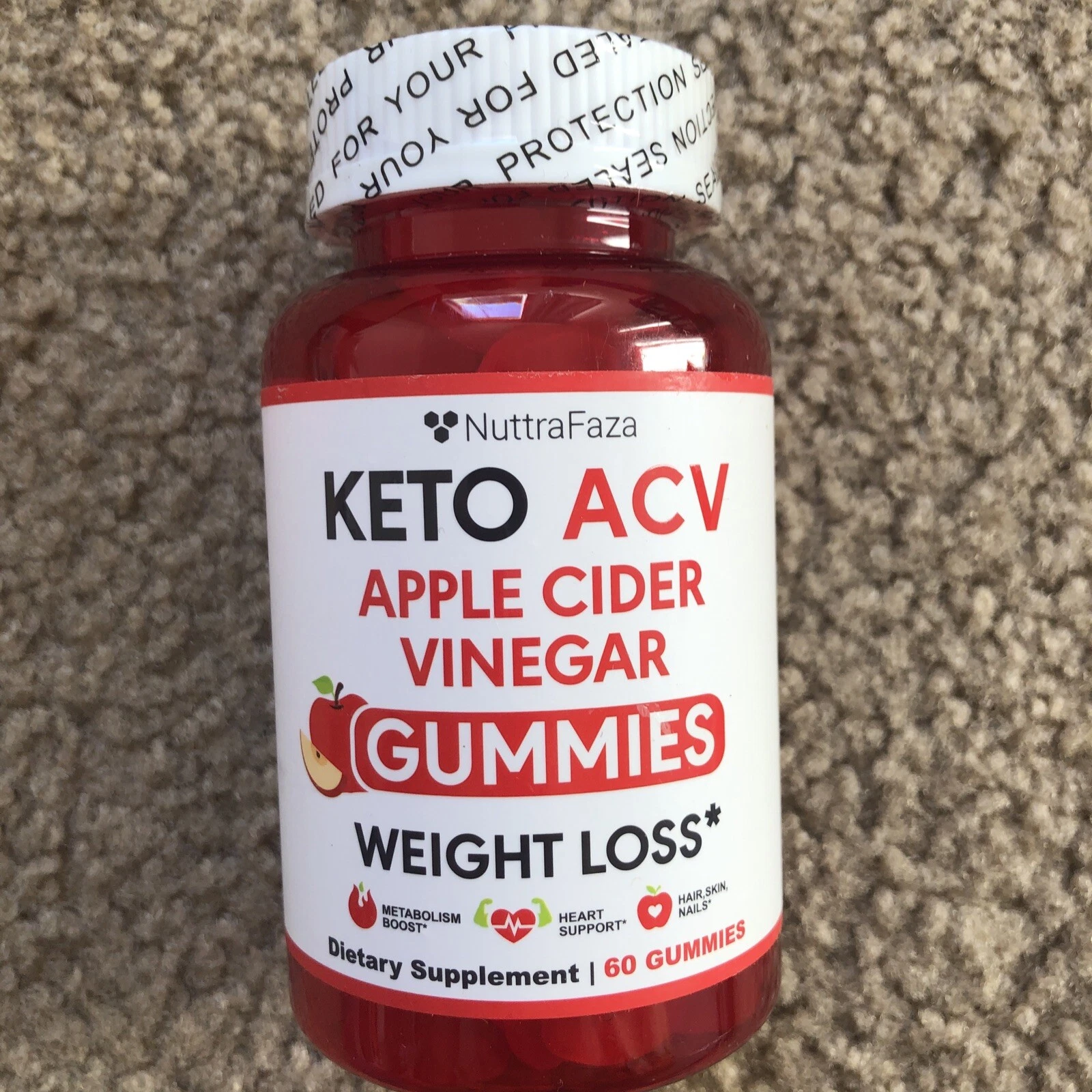 Nuttra Faza Keto ACV Apple Cider Vinegar Gummies, Weight Loss EXP 01/26