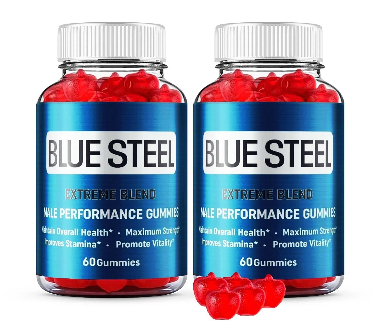 (2 Pack) Blue Steel Men Performance Gummies, BlueSteel Male Support Gummy