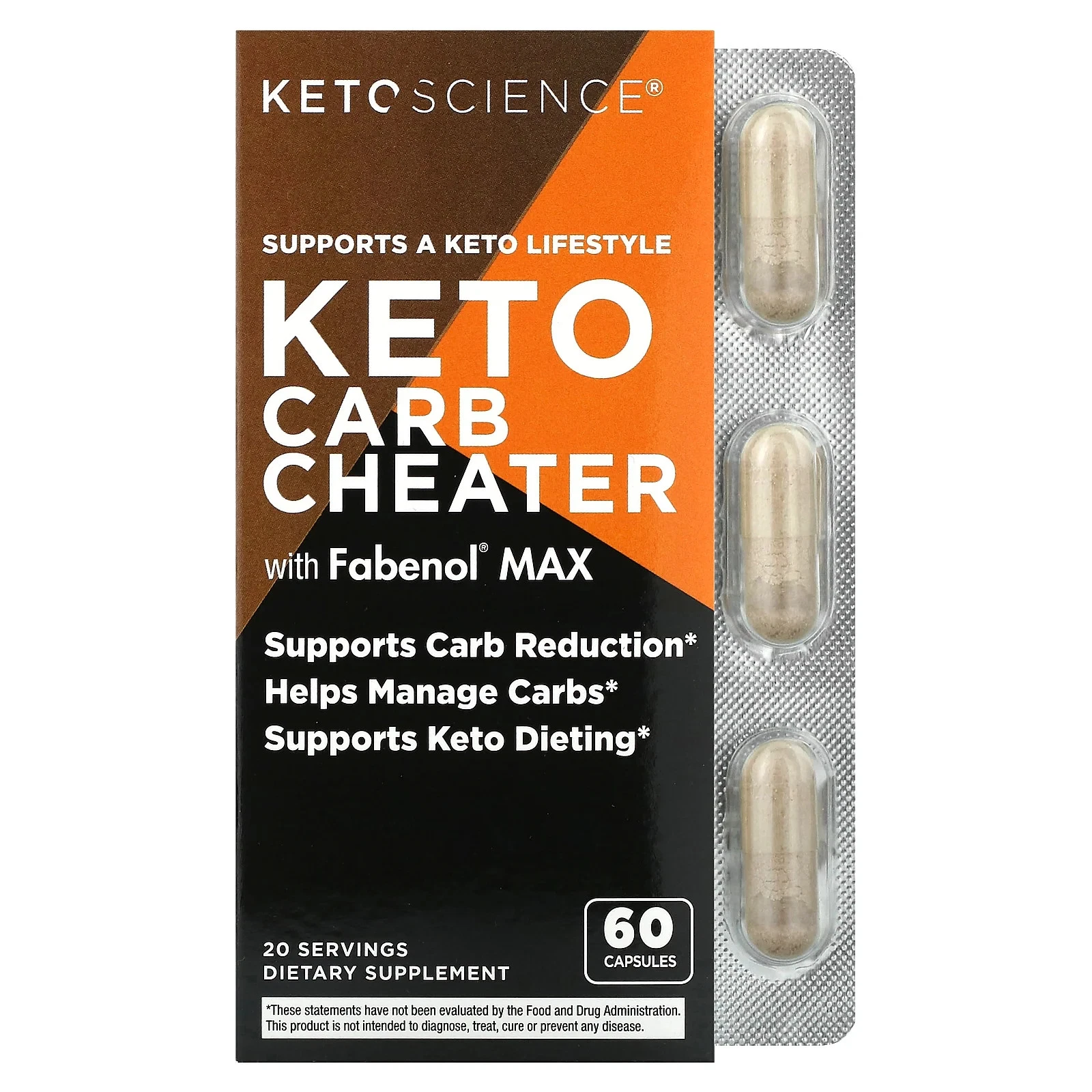 Keto Carb Cheater with Fabenol Max, 60 Capsules