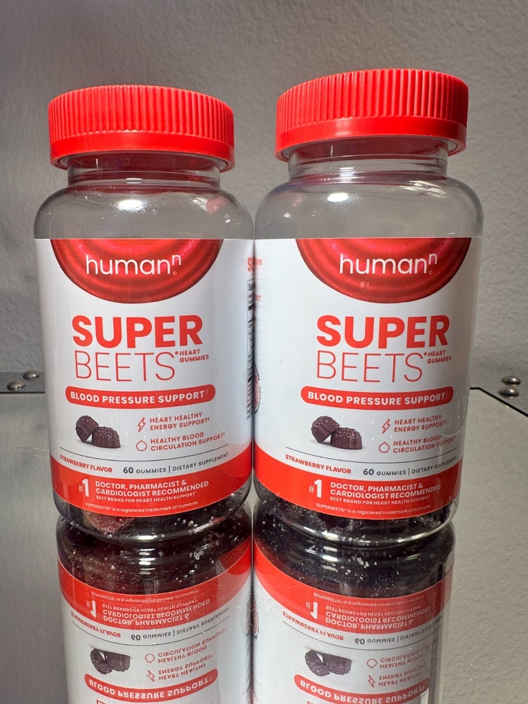 HumanN Super Beets Strawberry Gummies 30-Day Supply 60 Count EXP:2026+(LOT OF 2)