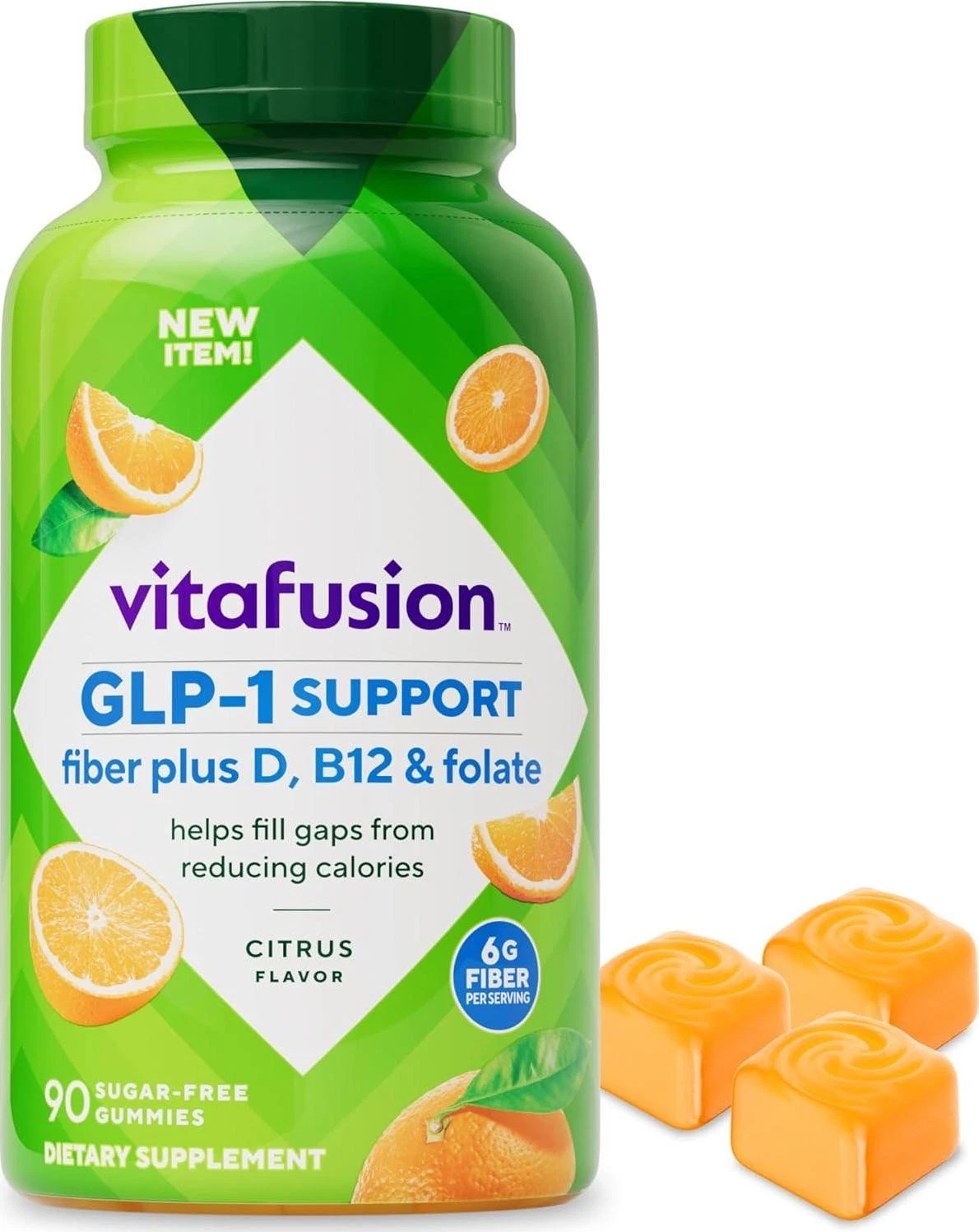 Vitafusion GLP-1 Support Fiber Plus Vitamins D, B12 and Folate Gummy Vitamins,
