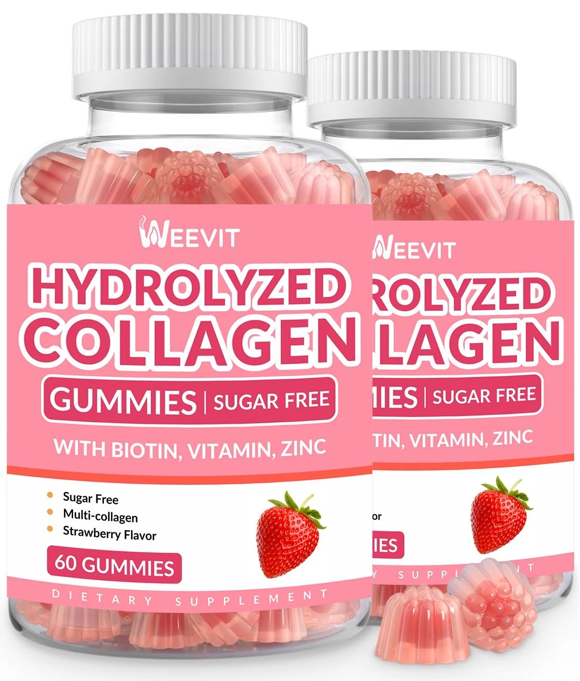 Sugar Free Collagen Gummies for Women, Collagen Protein Type I,II,III,V,X with B