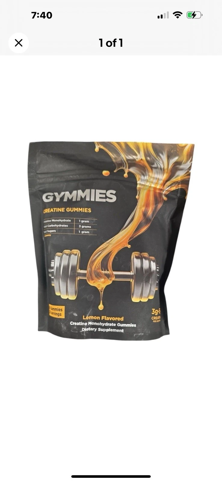 GYMMIES Creatine Gummies 90 servings, Lemon Flavored 3g-5g Exp 09/25