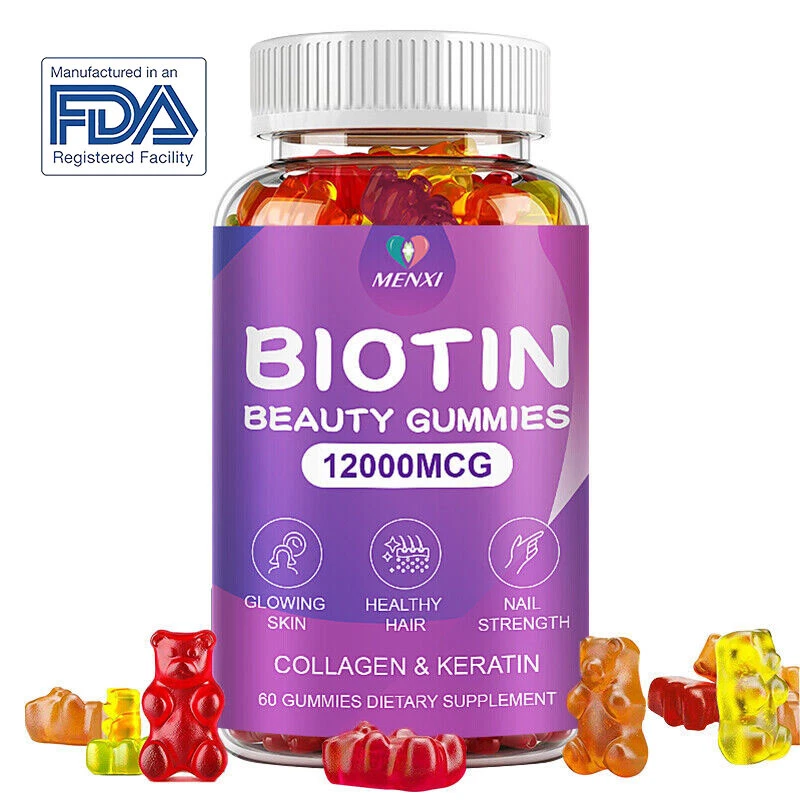 Collagen Biotin Gummies Vitamin C For Skin,Hair Health Anti-Aging Supplement 60p