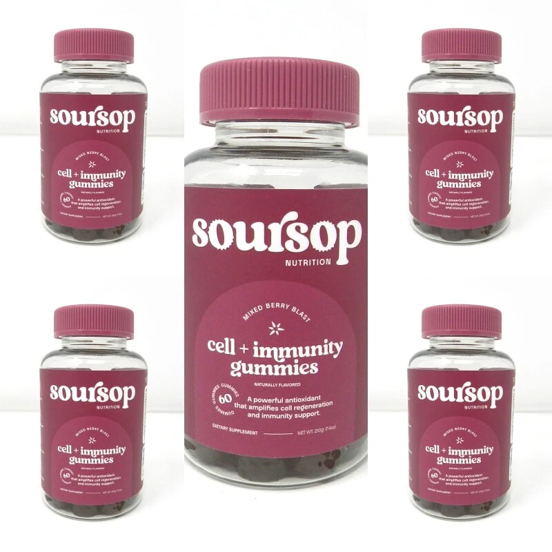Soursop Nutrition Cell + Immunity Gummies Bottle 60 Count Exp 01/26 Set of 5