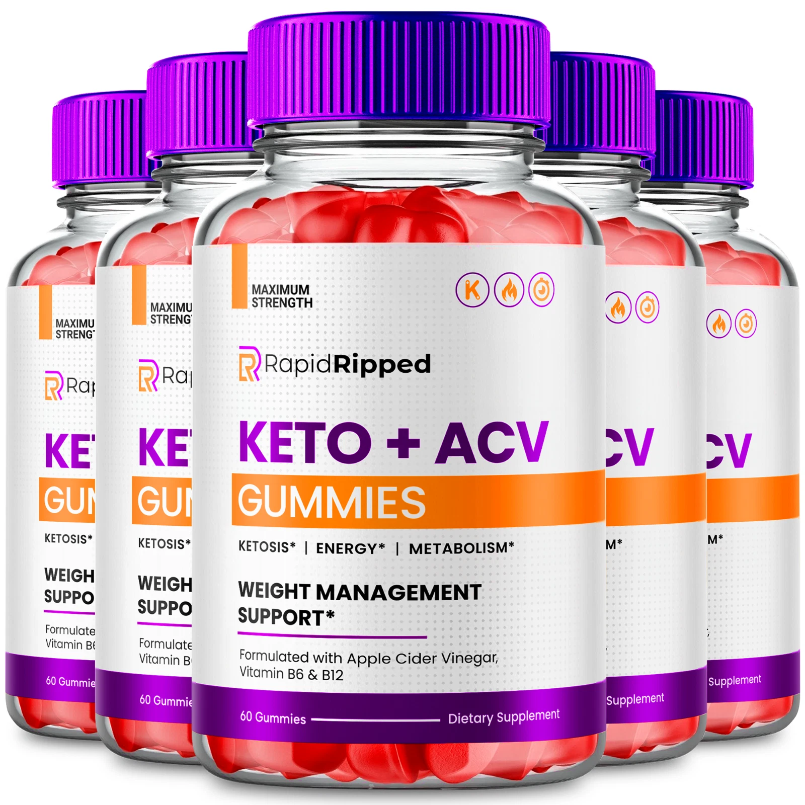 Rapid Ripped Keto ACV Gummies, Max Strength Official Rapid Ripped Gummy (5 Pack)