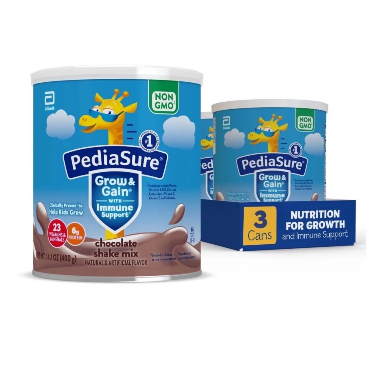 Lot Of 3 Sealed Pediasure Grow & Gain chocolate New Shake Mix - 14.1 Oz