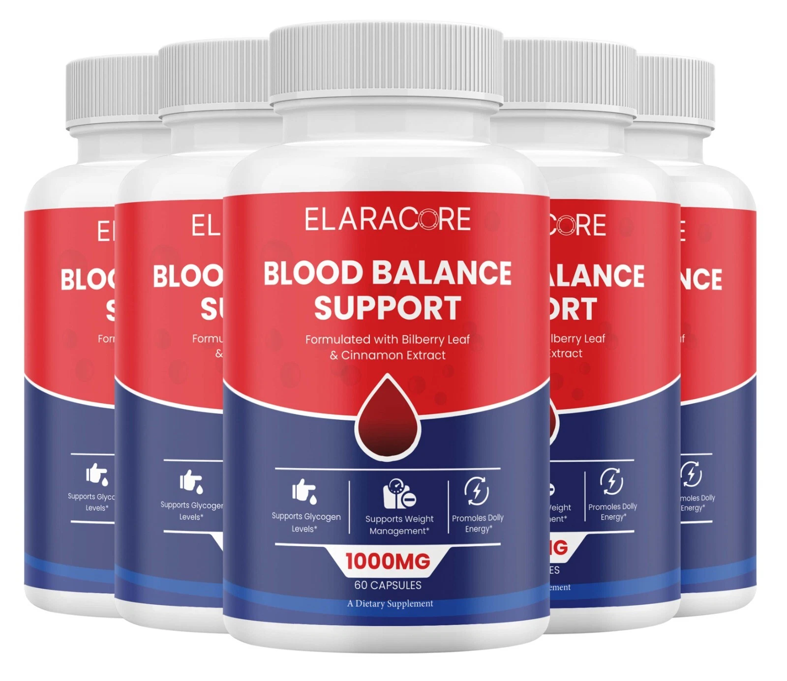 (5 Pack) Elaracore Glycogen Capsules, Elaracore Advanced Blood Support Capsules