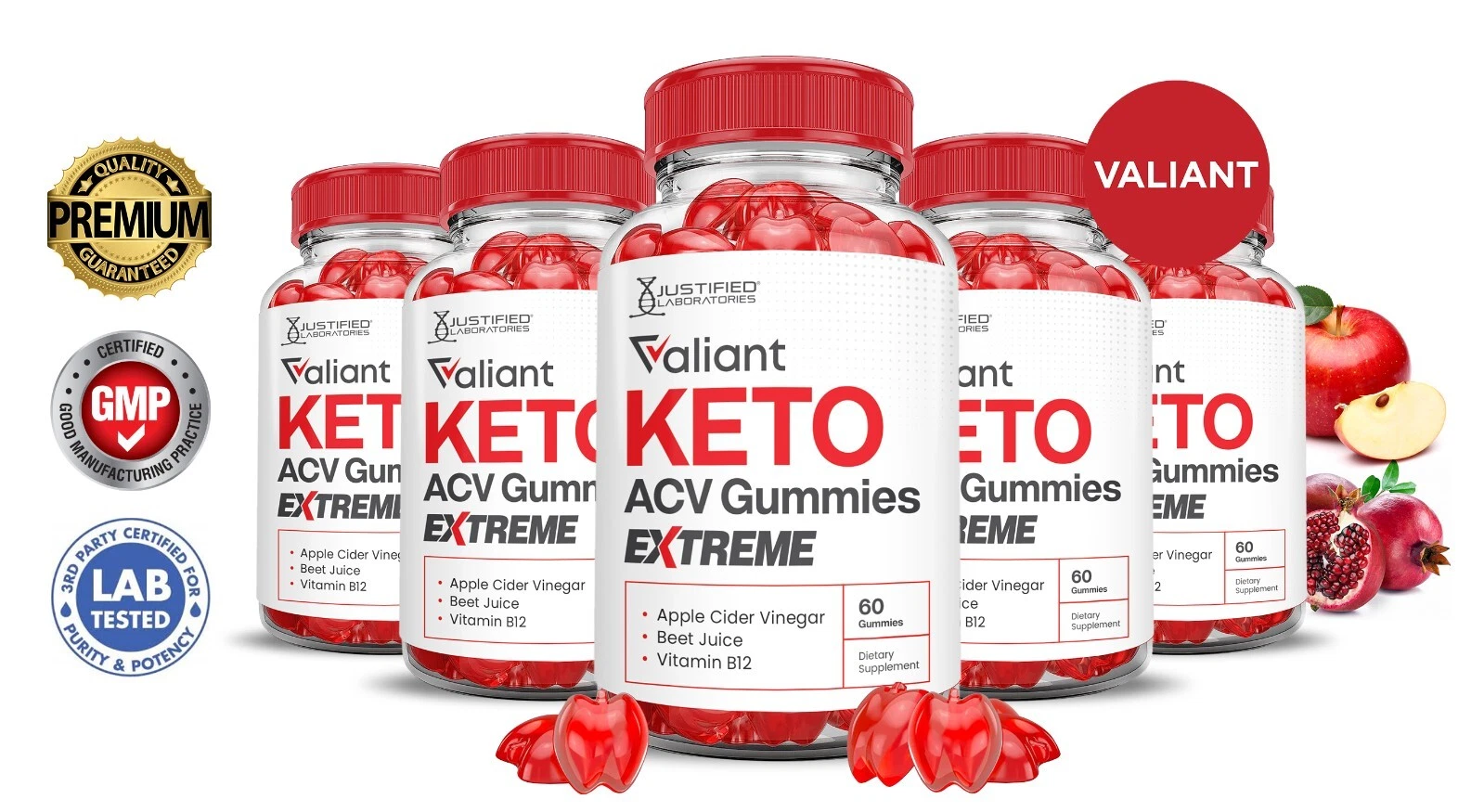 Valiant Keto Extreme ACV Gummies 2000MG Apple Cider Vinegar 300 Gummys