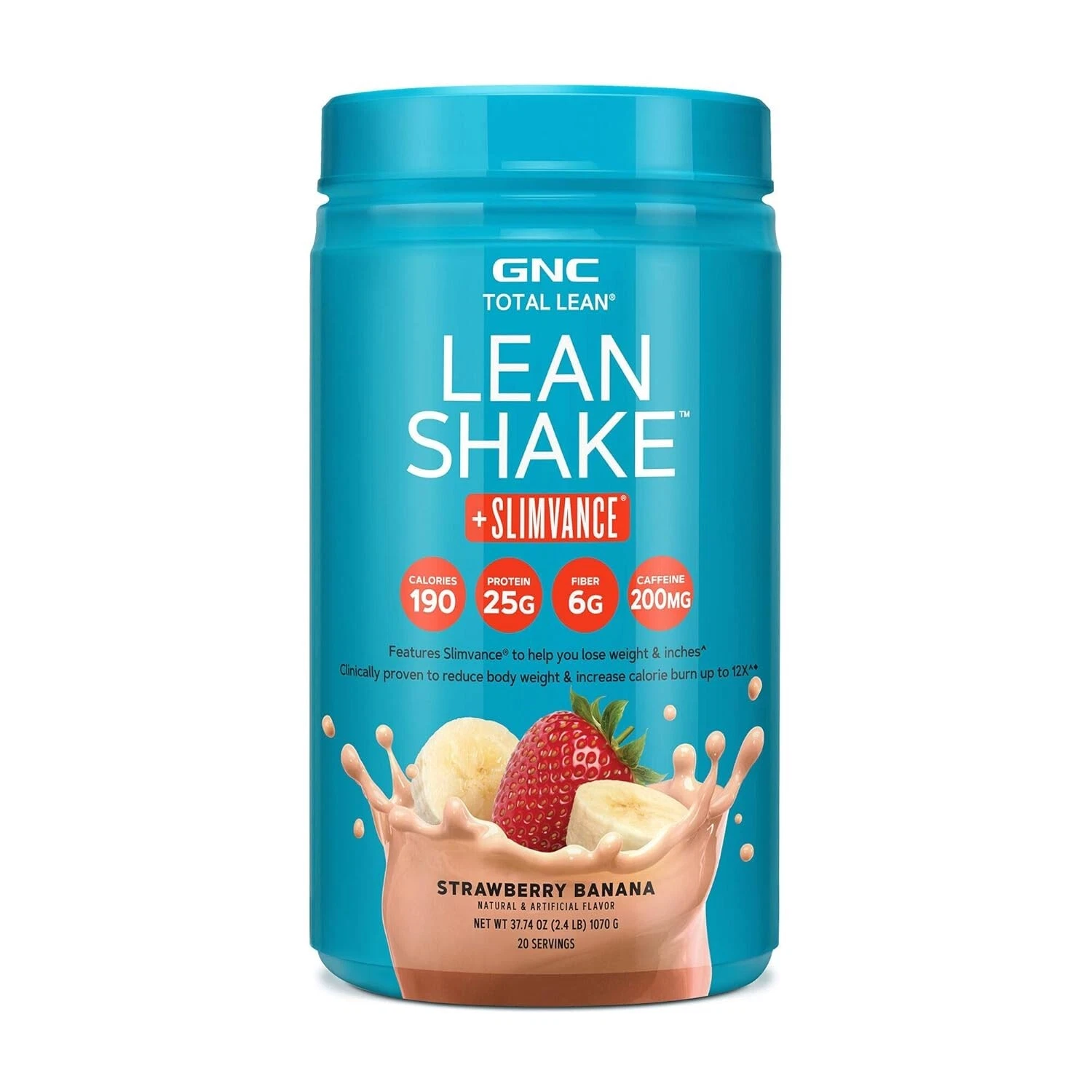 GNC Total Lean Shake + Slimvance Strawberry Banana 2.4lb 20 Servings EXP 08/2026