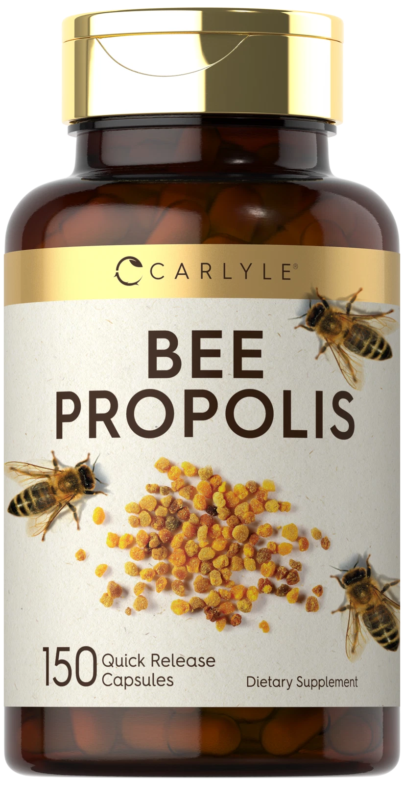 Bee Propolis Capsules 600mg | 150 Count | Non-GMO, Gluten Free | by Carlyle