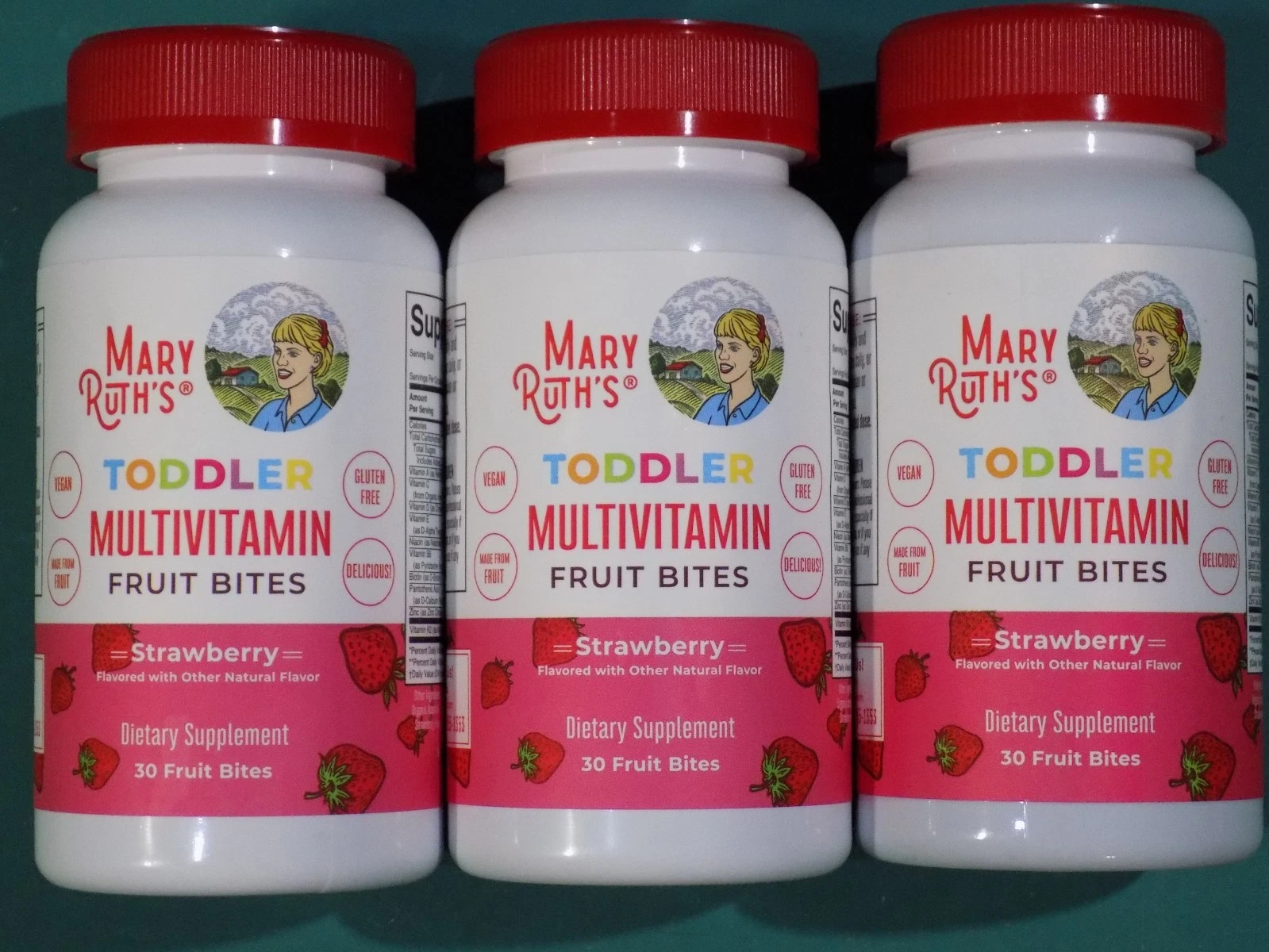 Mary Ruth’s Toddler Multivitamin Fruit Bites Strawberry (3 Bottles)--BB 05/2026