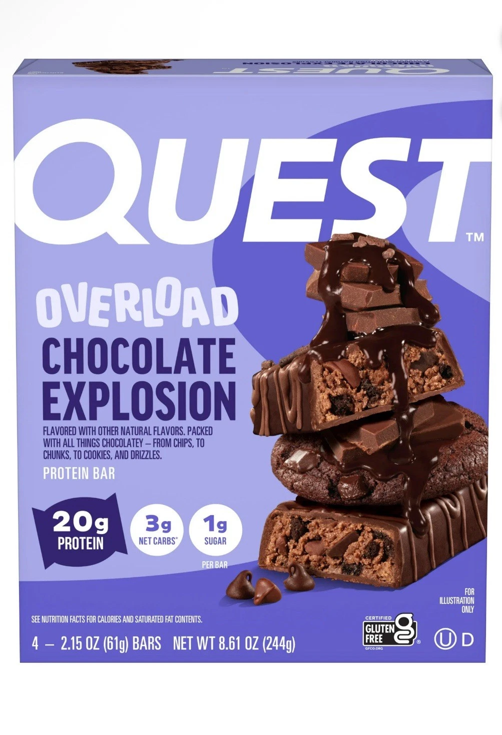 🔴 New QUEST Overload Chocolate Explosion Chunks Drizzle Protein 8.61oz (1 Box)
