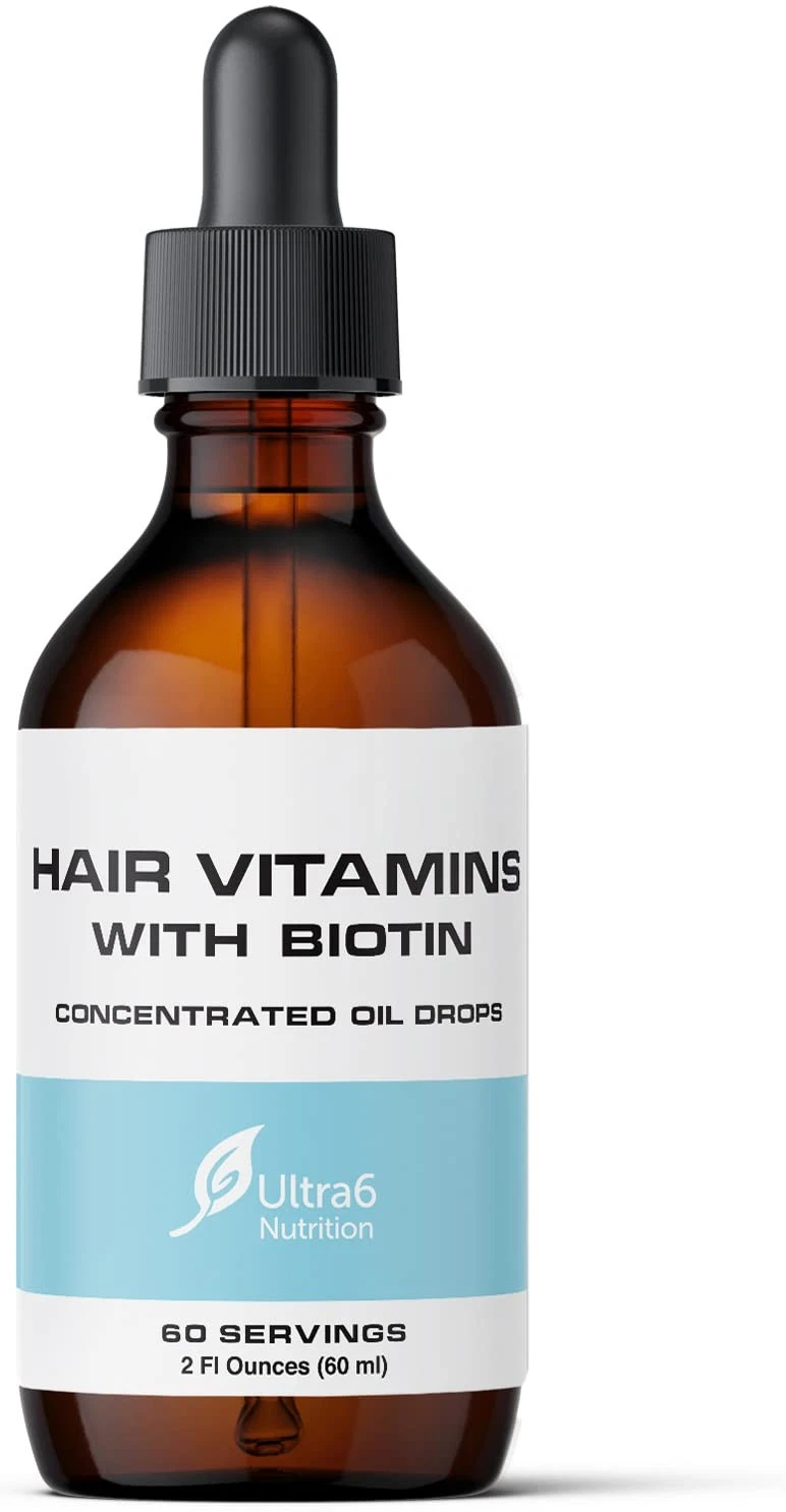 Ultra6 Nutrition Liquid Biotin with Hair Vitamins - Vitamin C E B6 & Organic ...