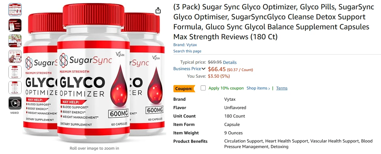(3 Pack) Sugar Sync Glyco Optimizer, SugarSync Glycol Optimizer (180 Capsules)