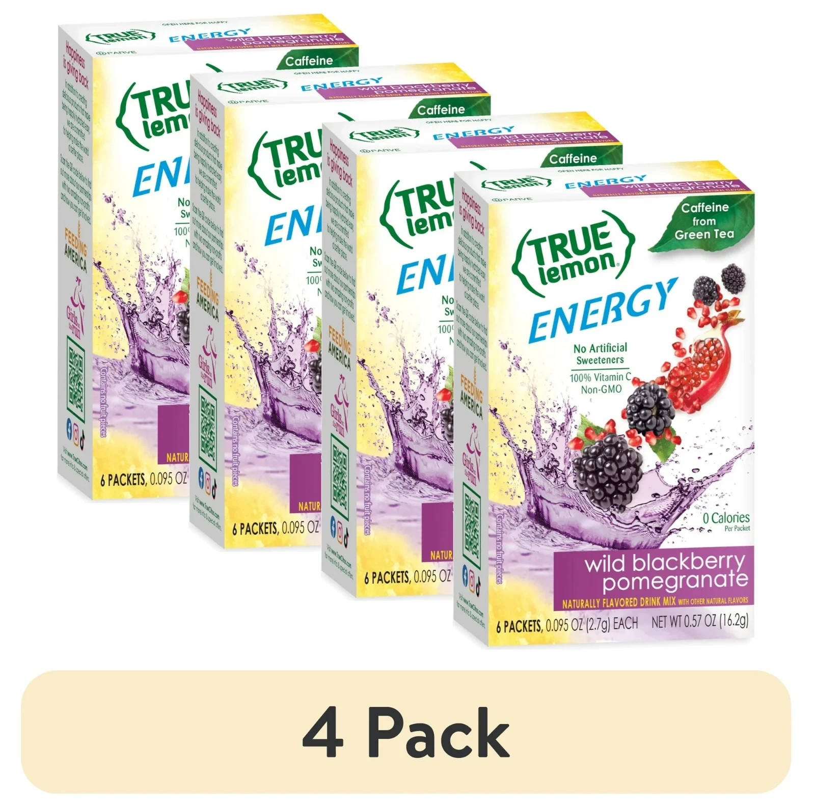 True Lemon Energy Drink Mix, .57 Oz, Blackberry Pomegranate, (4 pack)