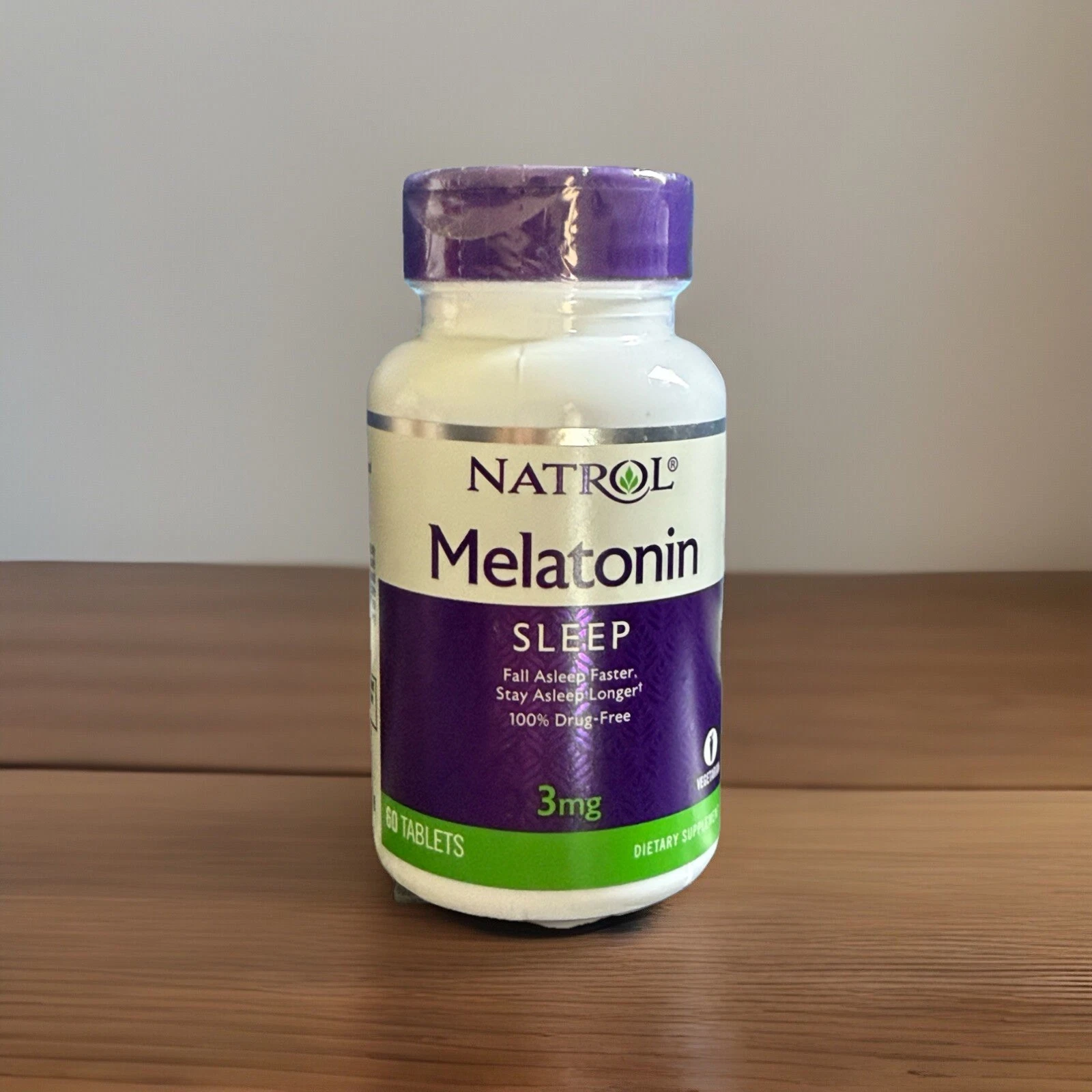 Natrol Melatonin for Sleep, 3mg, 60 Tablets Vegetarian, 100% Drug Free - New