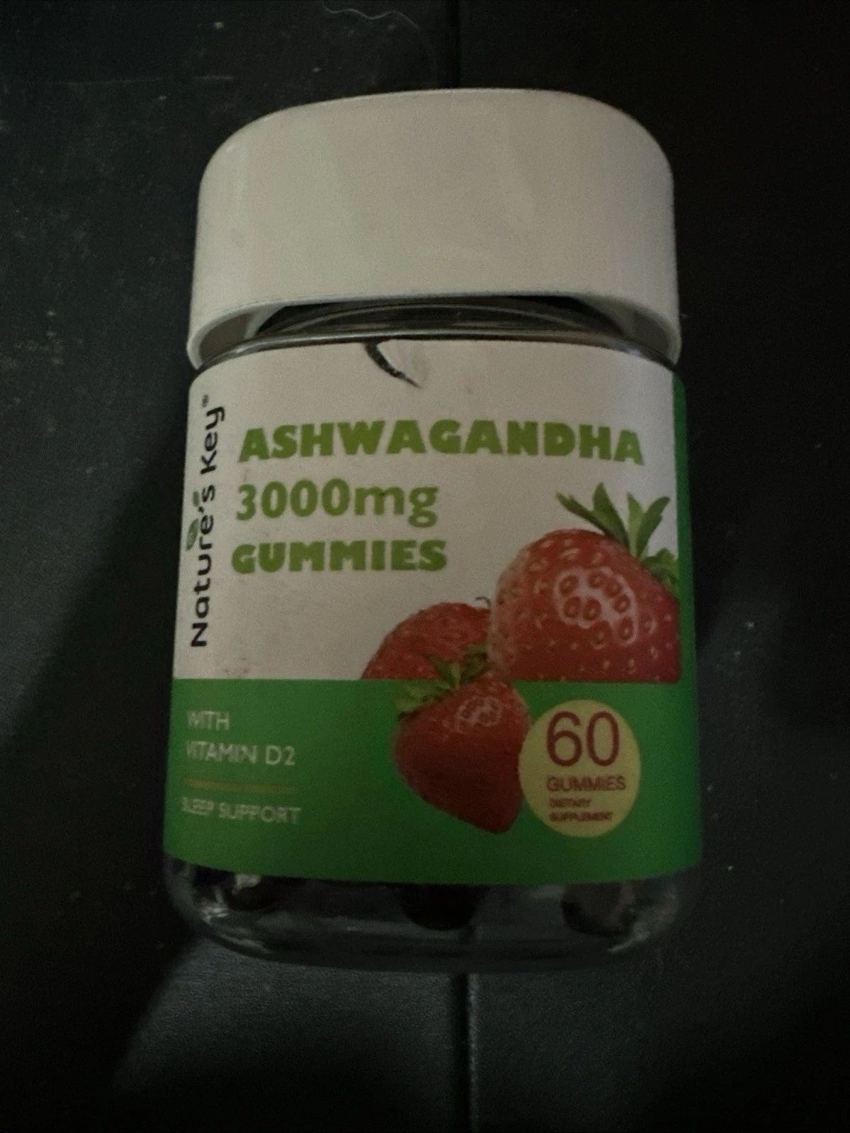 Nature's Key Ashwagandha Gummies 3000 mg Strawberry 60 Count Exp 10/25