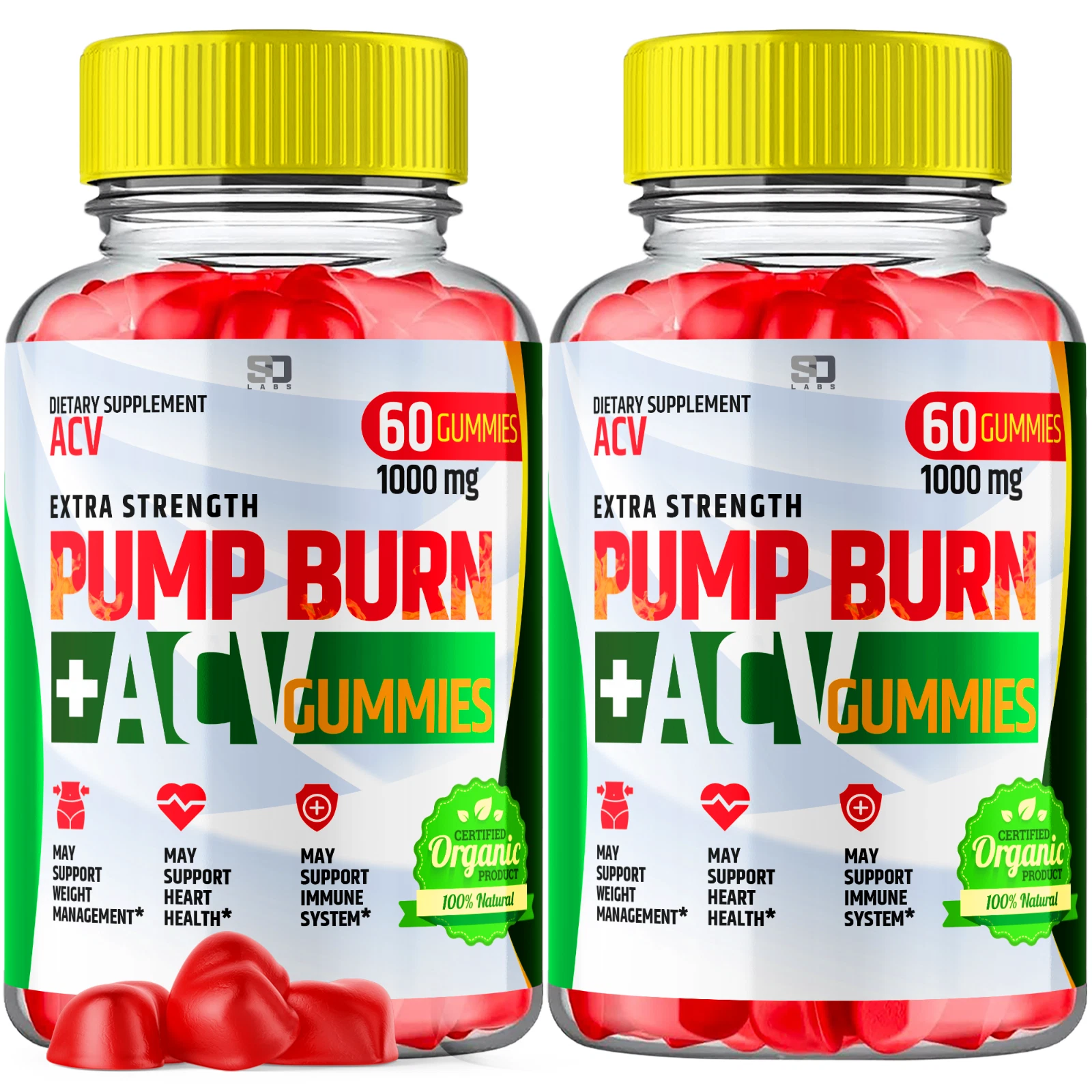 (2 Pack) Pump Burn Keto, Pump Burn Keto ACV Gummies Weight Loss (120 Gummies)
