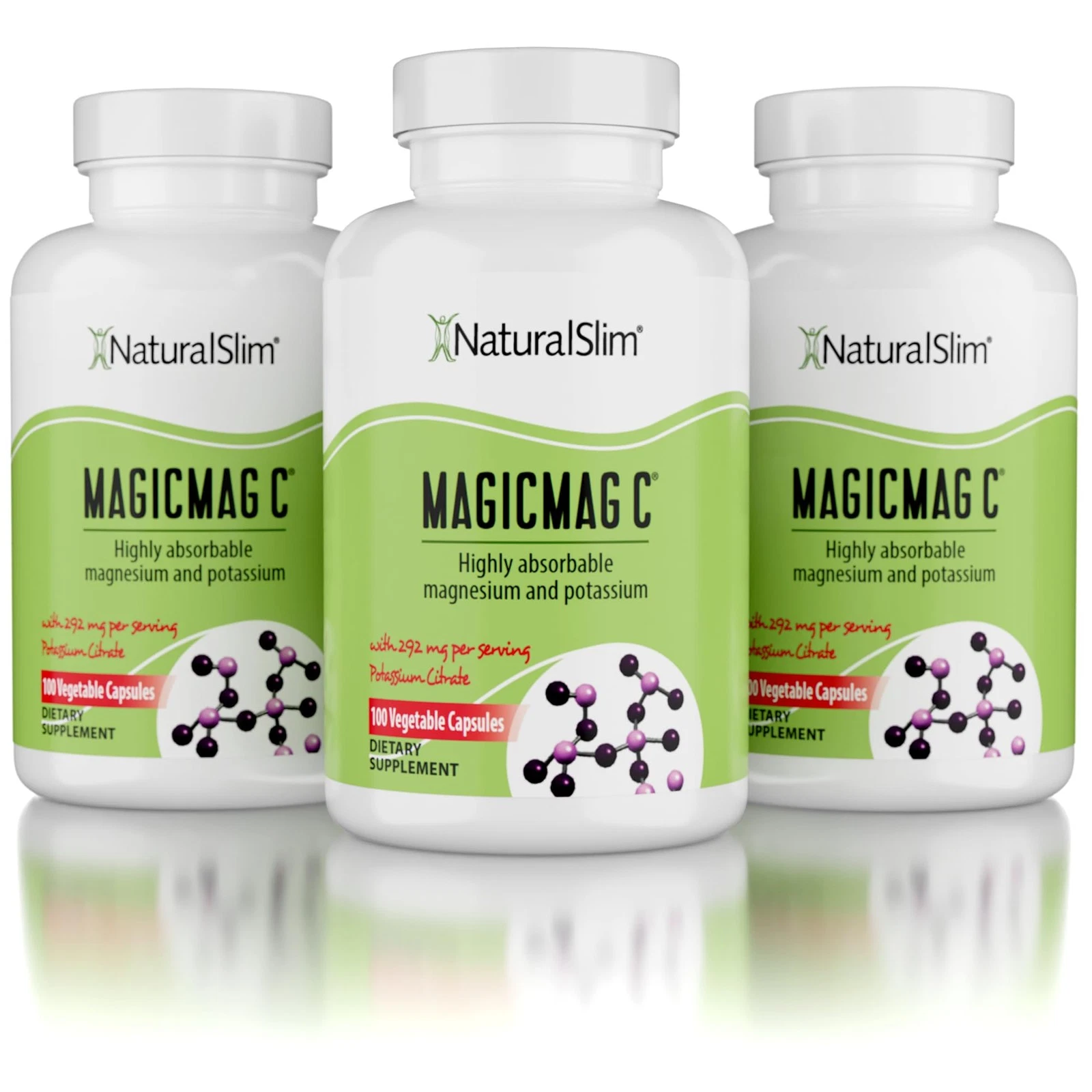 NaturalSlim MagicMag-C Magnesium Citrate Capsules With Potassium, 3-Pack