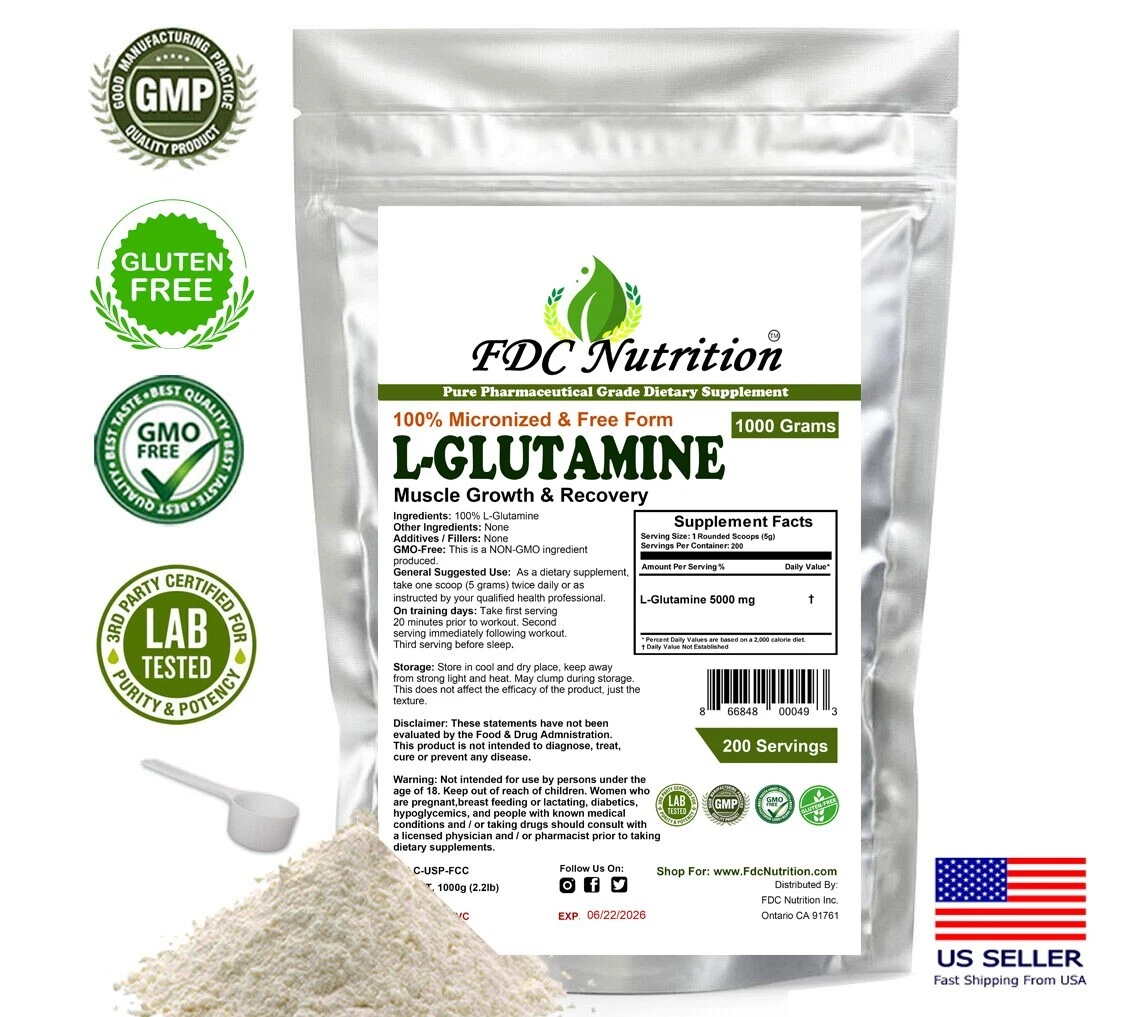 L-GLUTAMINE POWDER 2.2lb (1000g) KOSHER PHARMACEUTICAL GRADE