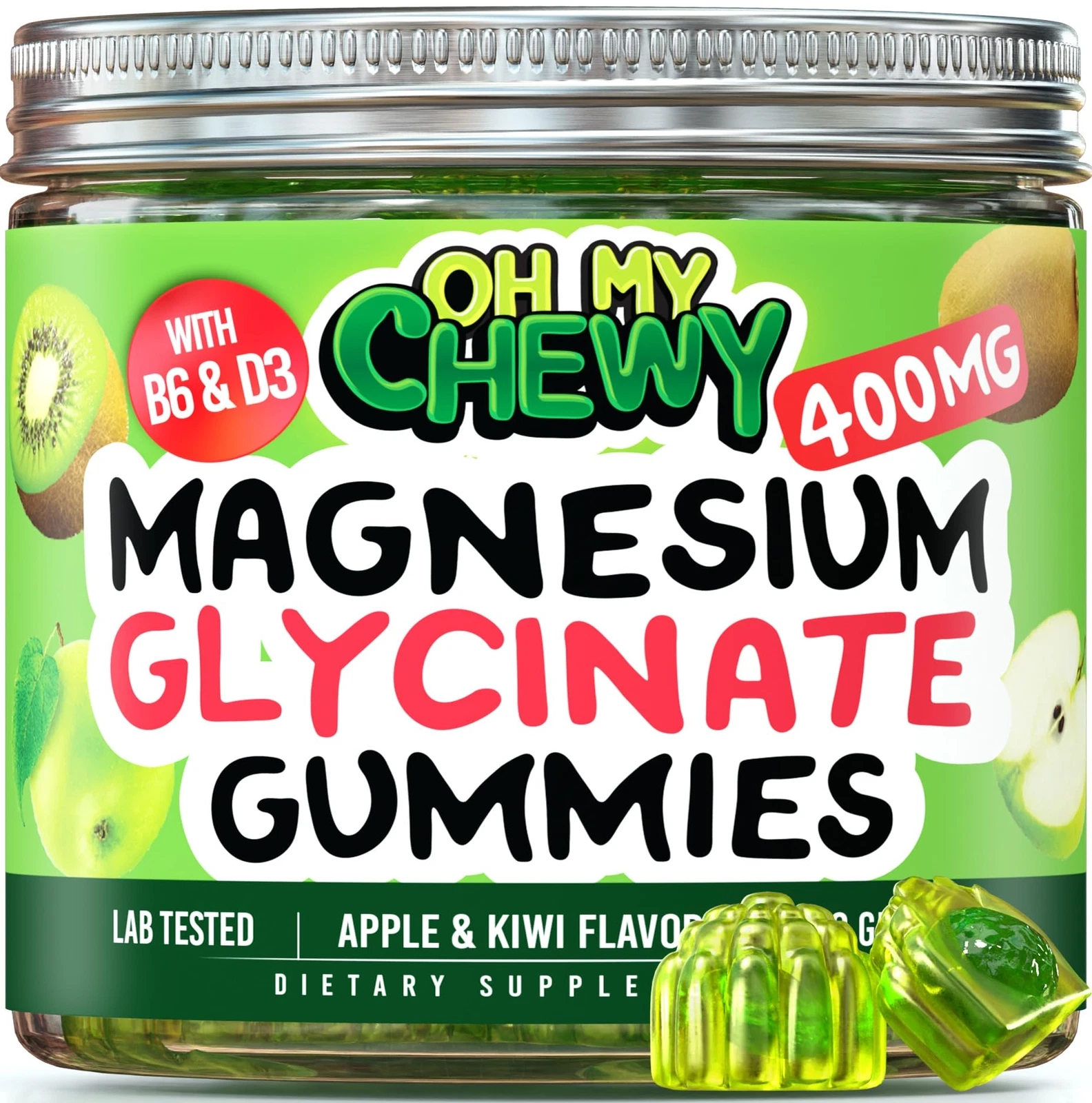 Magnesium Glycinate Gummies 400MG - High Absorption for Kids, Teens & Adults ...
