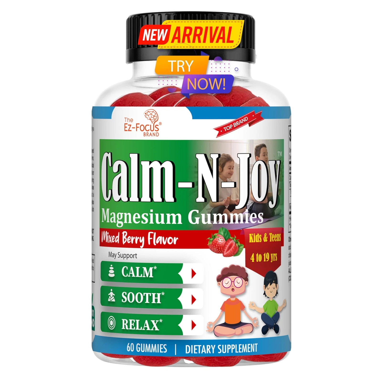 Ez-Focus Calm Magnesium Citrate Supplement for Kids & Teens Anti-Stress Calm ...