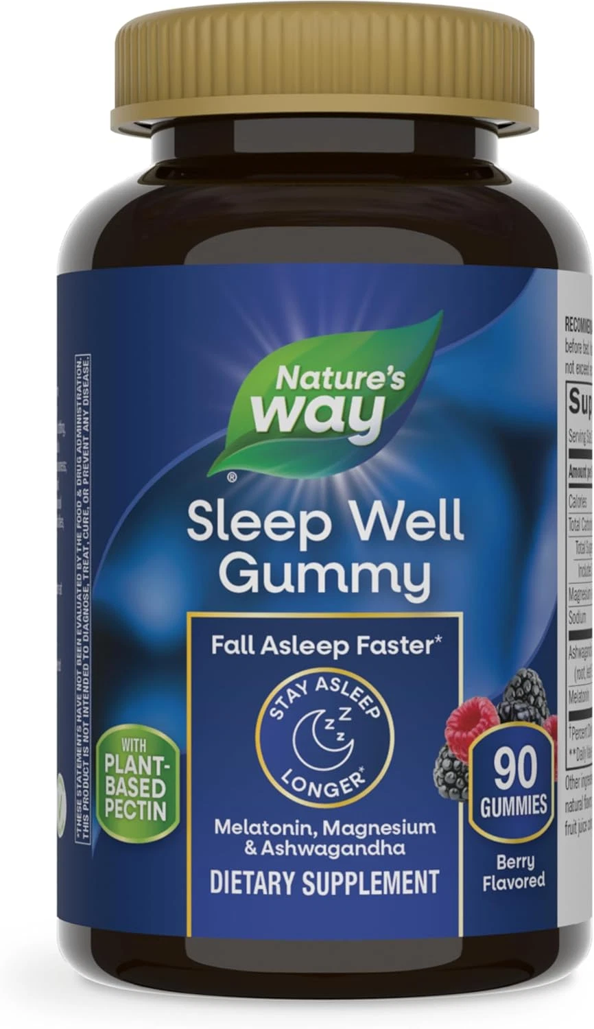 Nature’s Way Sleep Well Gummies, with Melatonin, Ashwagandha and Magnesium, 90ct