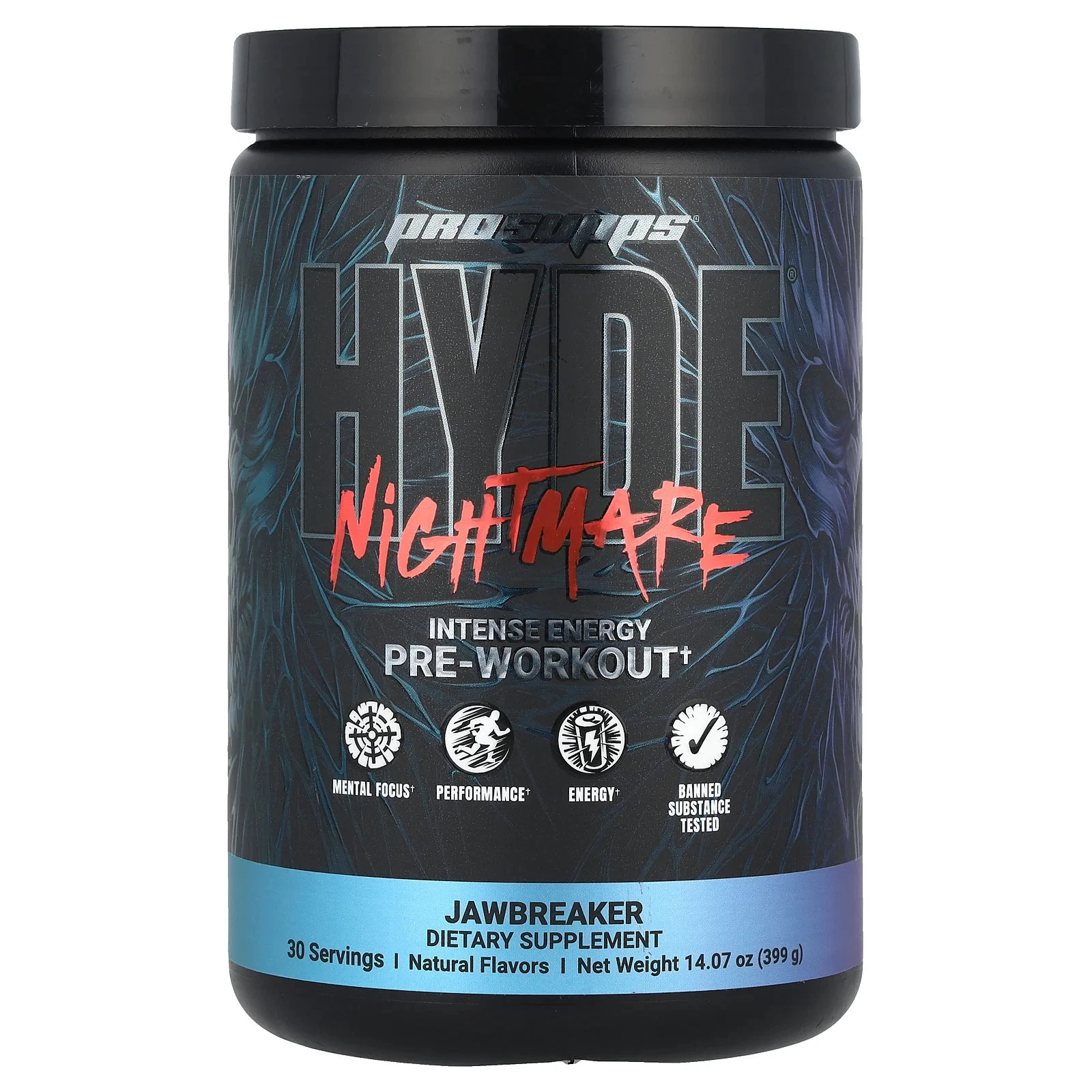 HYDE® Nightmare, Intense Energy Pre-Workout, Jawbreaker, 14.07 oz (399 g)