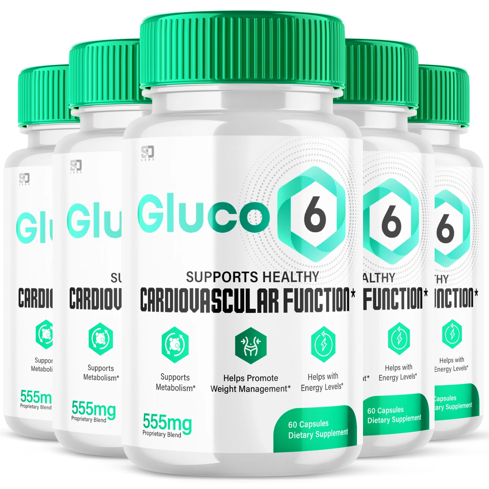 (5 Pack) Gluco6 Blood Pills, Gluco6 Supplement Blood Sugar Health (300 Capsules)
