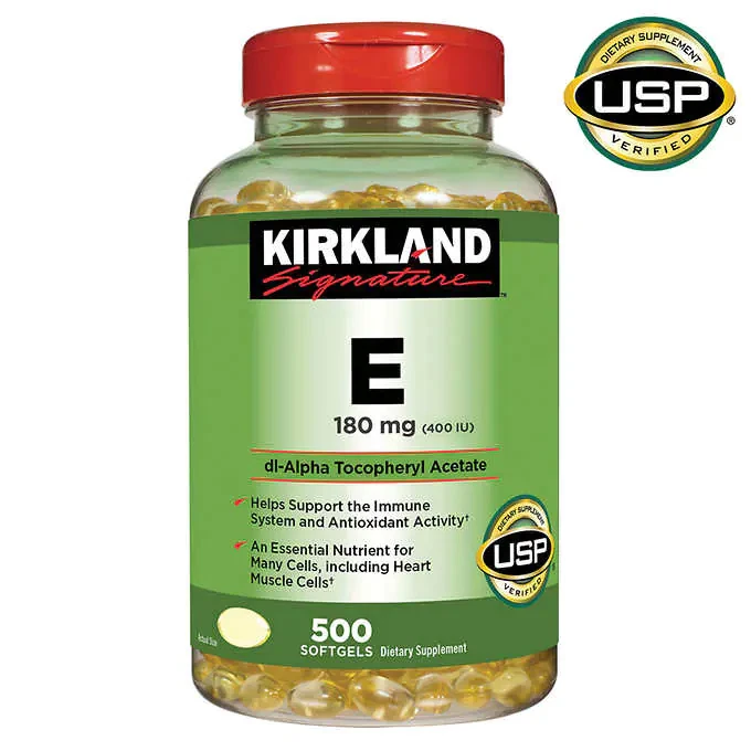 Kirkland Signature Vitamin E 180 mg., 500 Softgels - Free Shipping!
