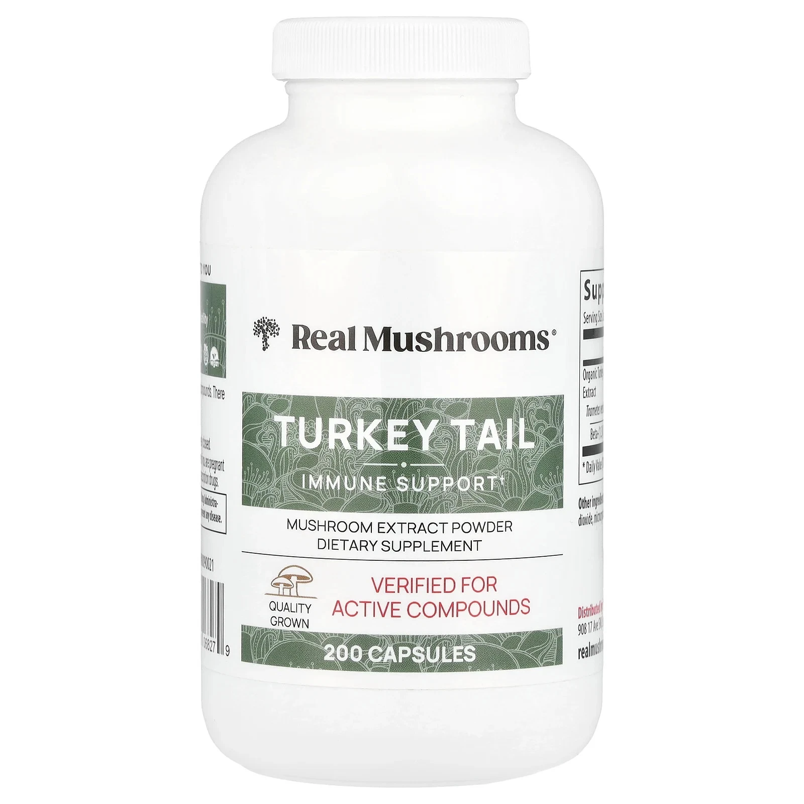 Turkey Tail, Mushroom Extract Powder, 200 Capsules
