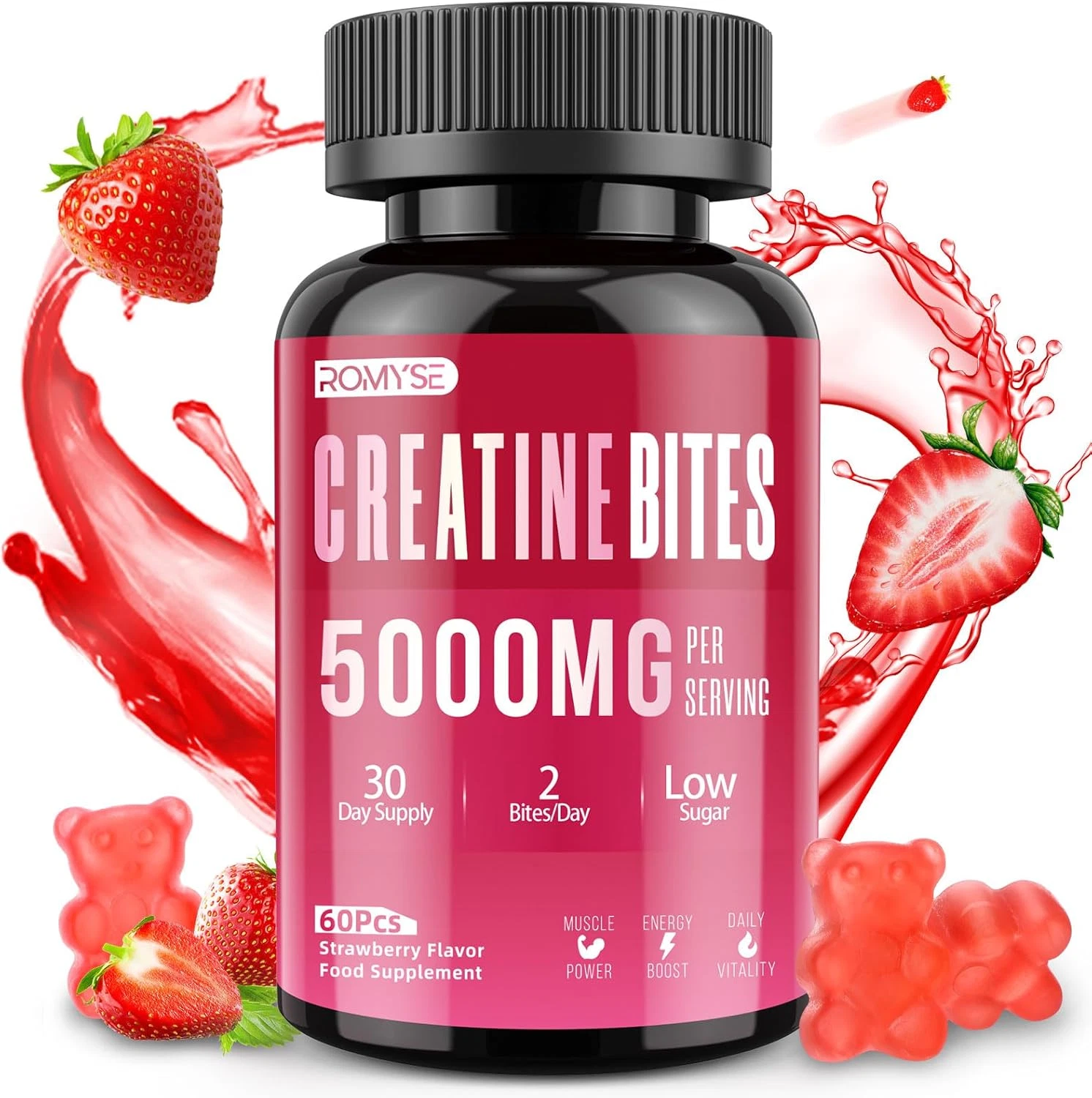 Creatine Bites - 5G Creatine Monohydrate per Serving - Low Sugar and No Artifici