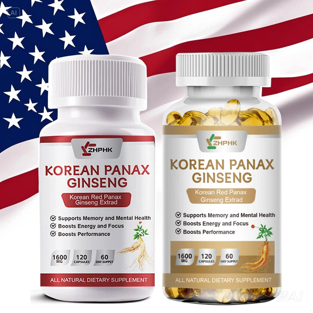 Korean Red Panax Ginseng Extrad 1600mg Capsules Caps - High Strength Ginsenoside