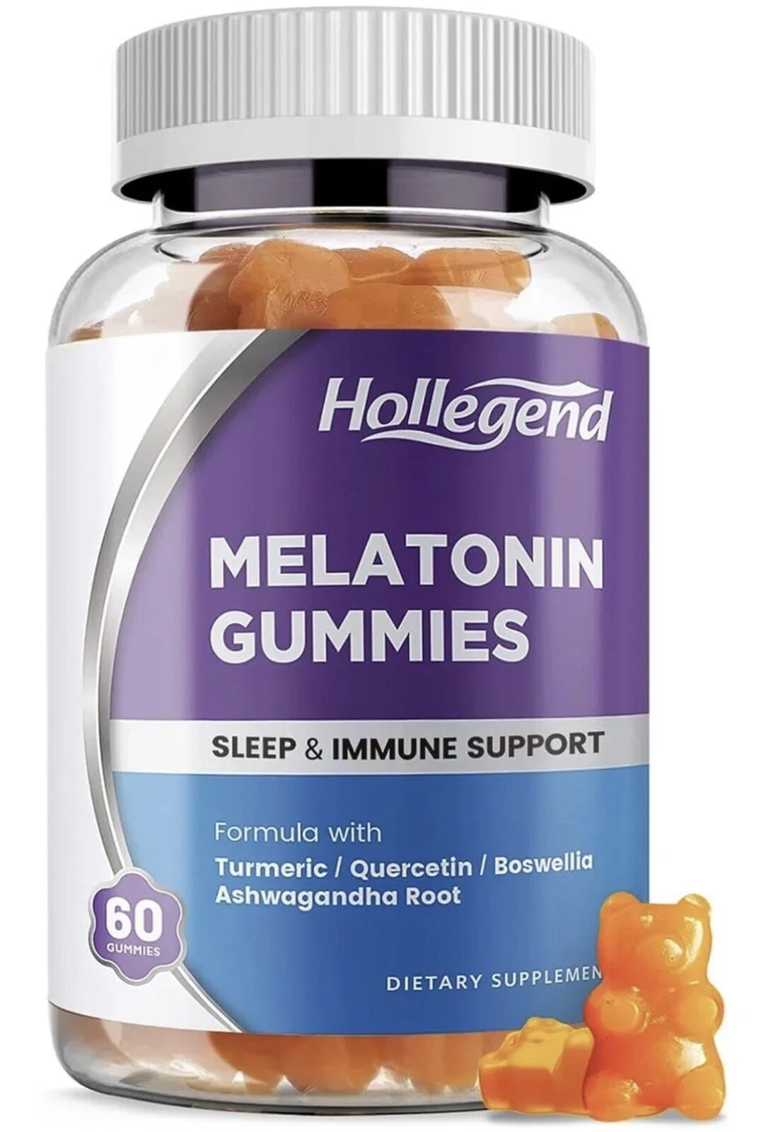 HOLLEGEND Melatonin Gummies 5mg for Adults, Chewable Supplement Wichi Turmeric