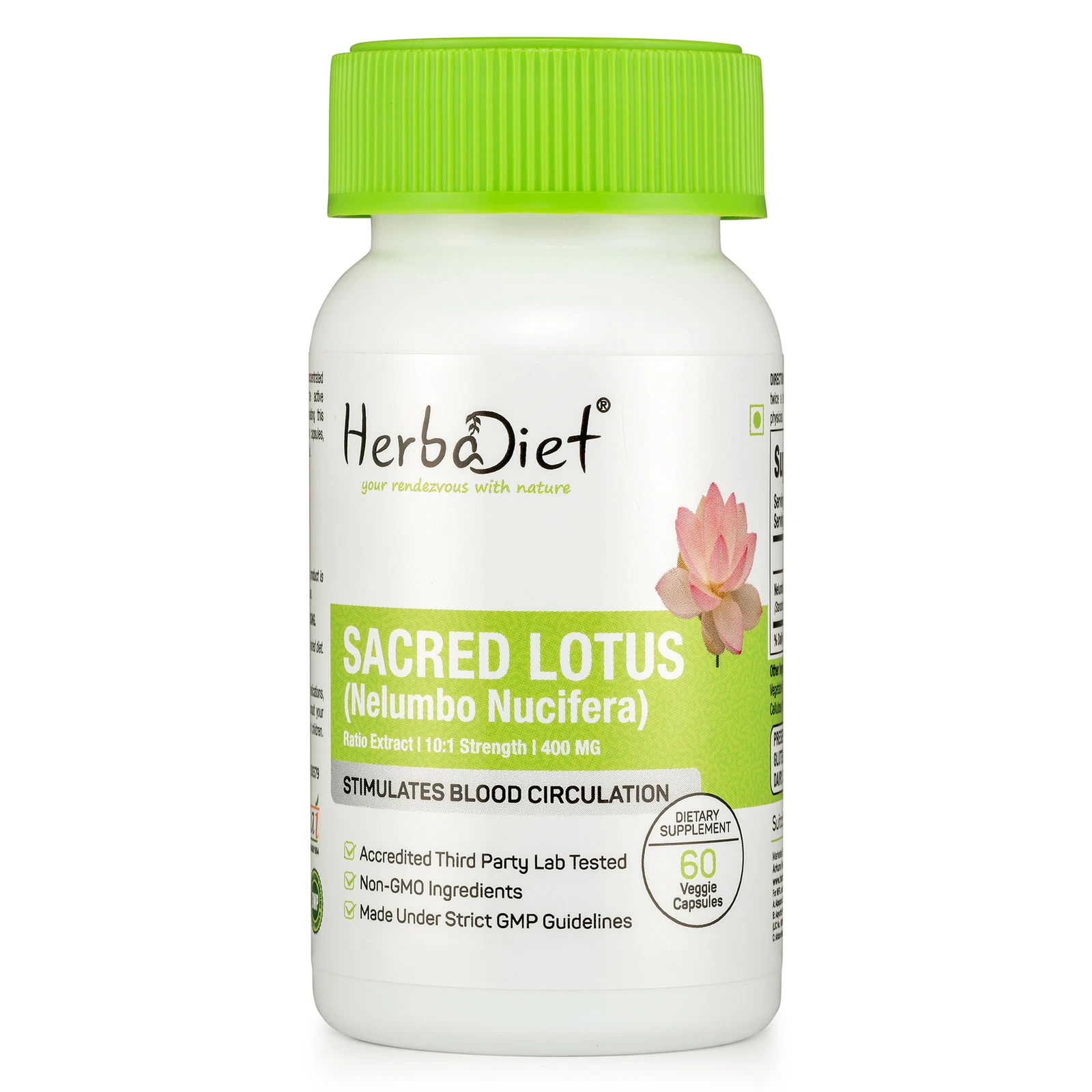 Nelumbo Nucifera Lotus Extract 10:1 Veg 500mg 300 Capsules Indian Sacred Kamal