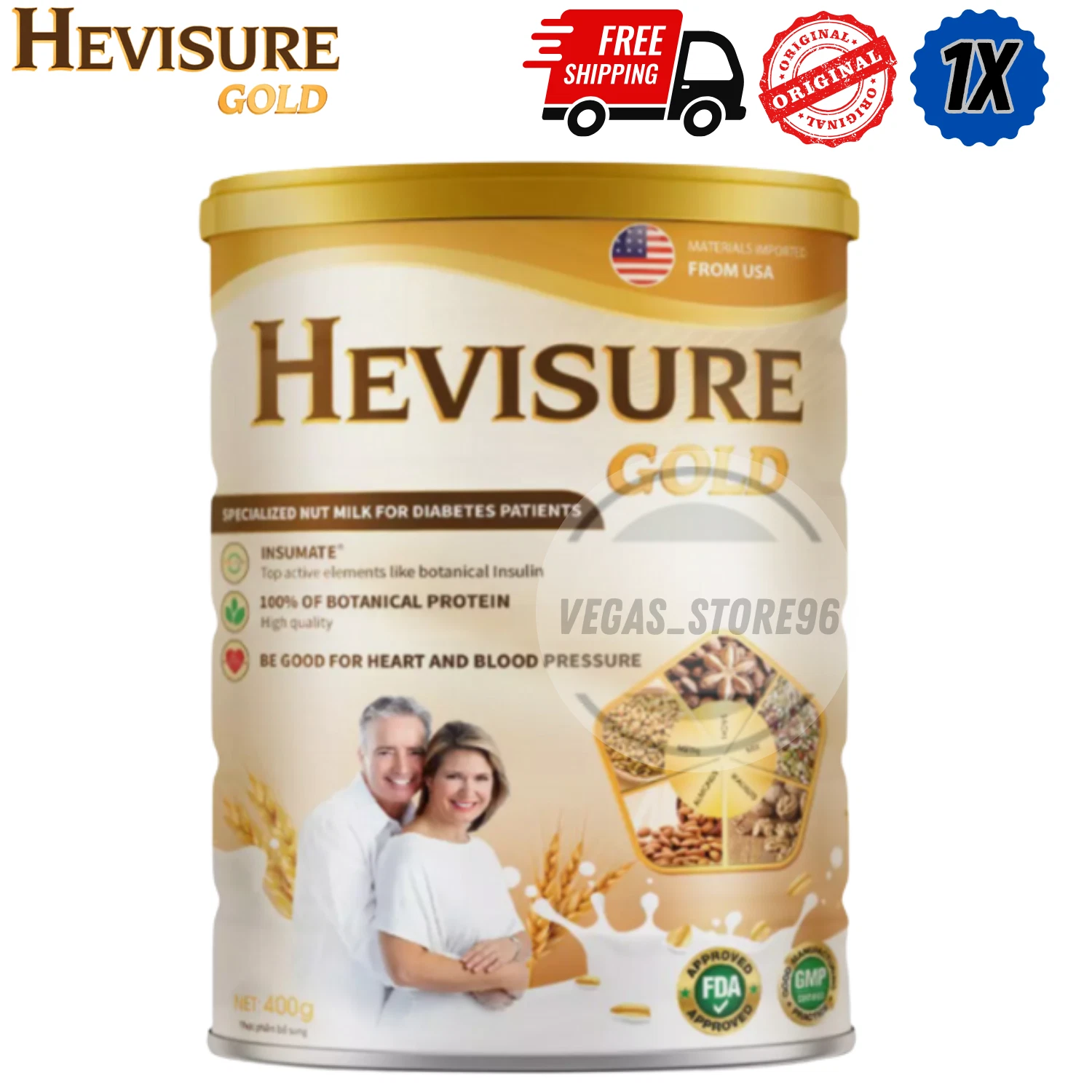 Hevisure Gold Diabetic Milk Stabilize Blood Sugar Plant-Based 400g FREE SHIPPING