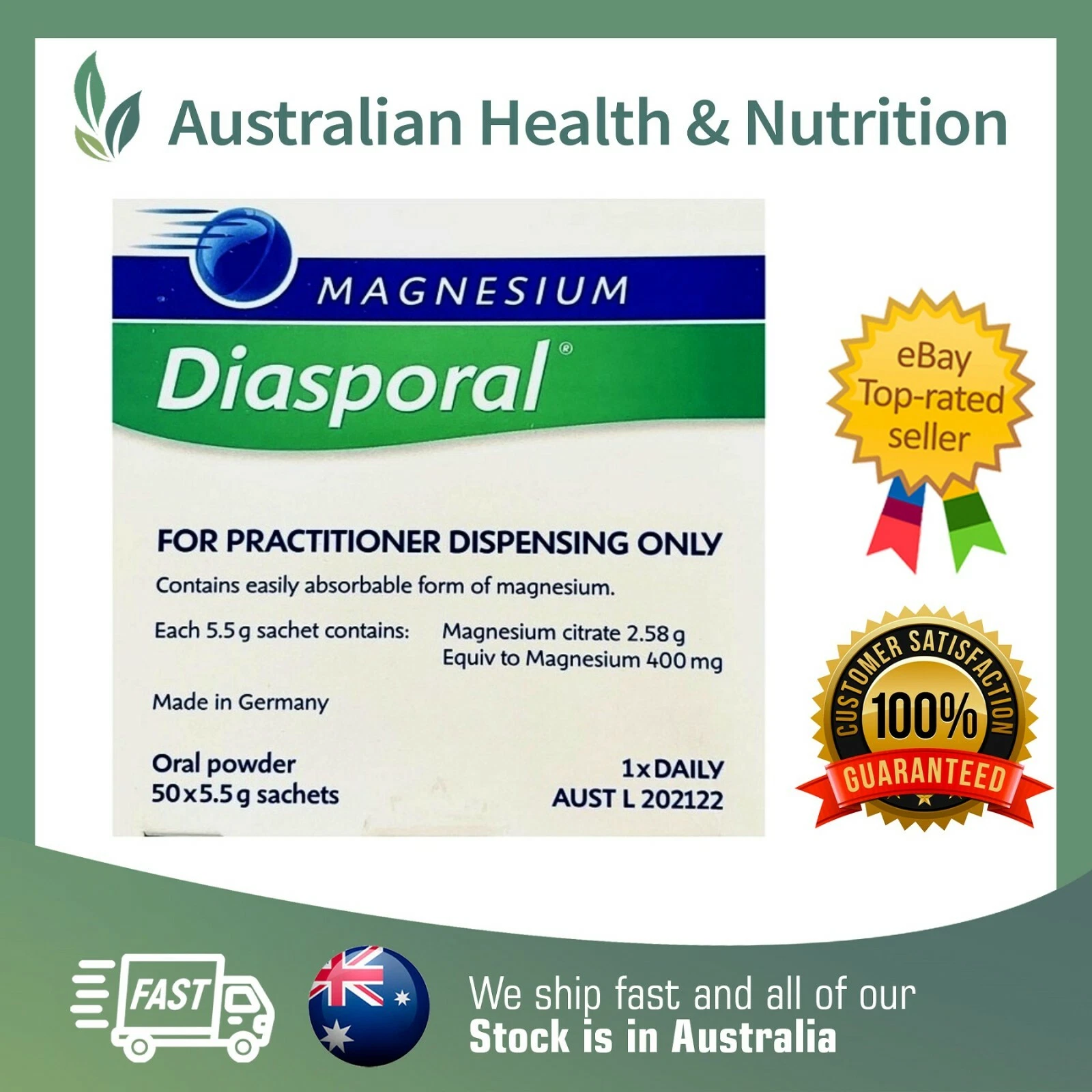 3 x BIO PRACTICA MAGNESIUM DIASPORAL 50 SACHETS (150) + FREE SAME DAY SHIPPING