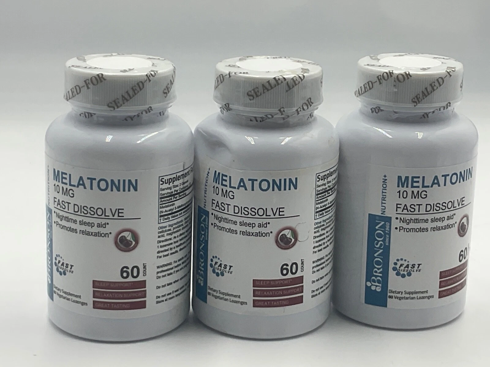 3 x Melatonin 10mg Fast Dissolve Tablets - Sleep Aid, 60 Cherry Flavored Tablets