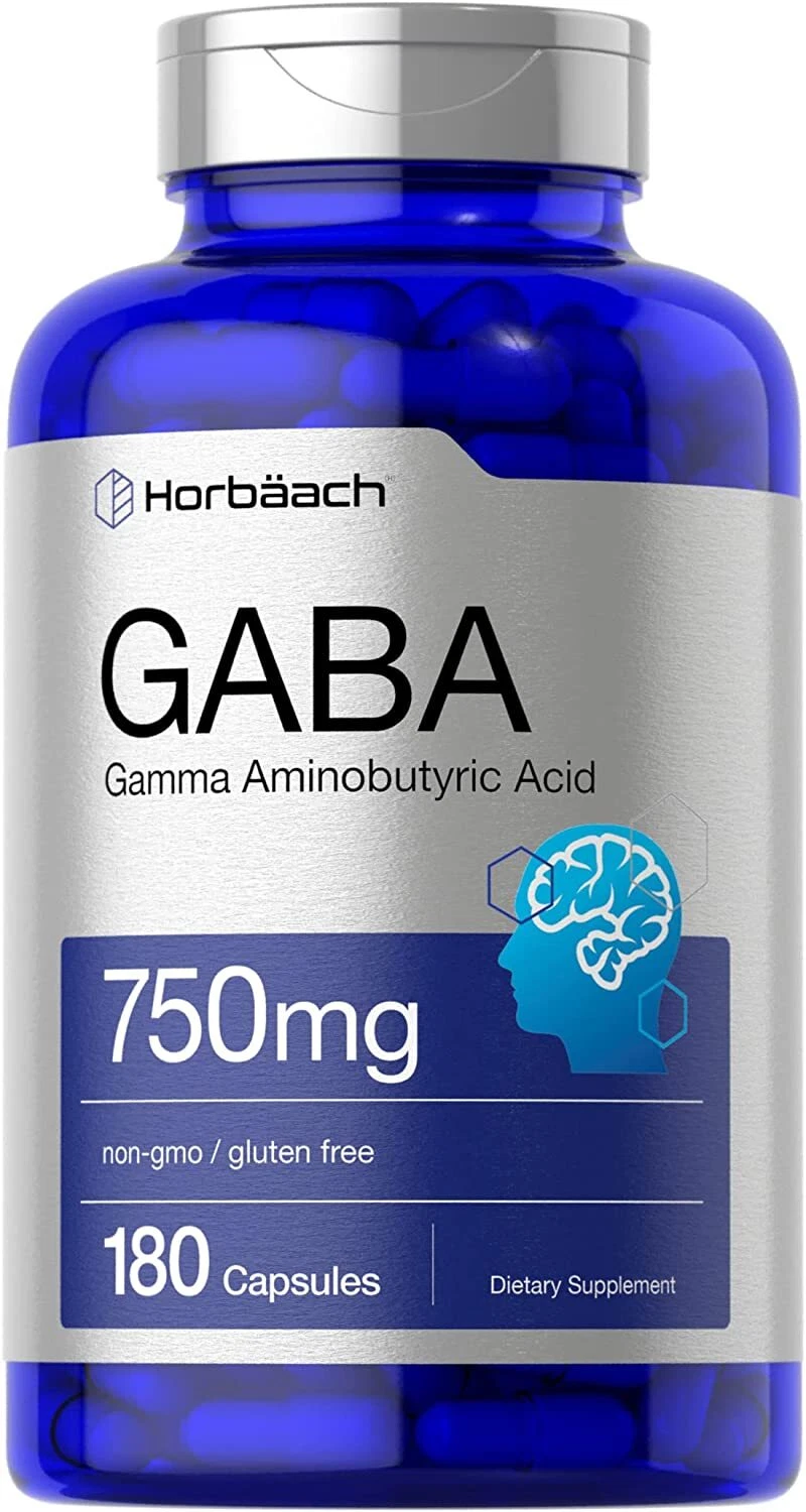 GABA 750mg | 180 Capsules | Gamma Aminobutyric Acid Supplement | by Horbaach