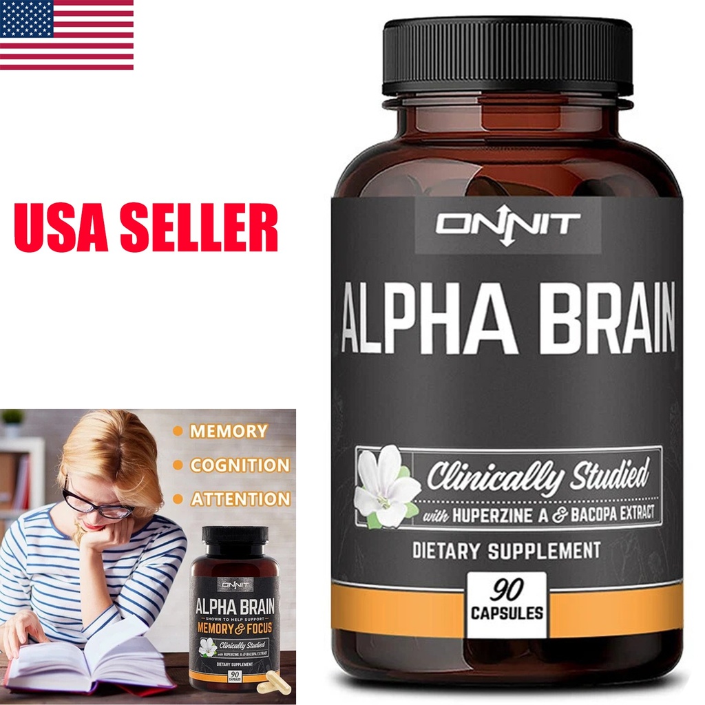 OnnitLabs Alpha Brain 90 Capsules Help Support Memory Increase Focus Cognition