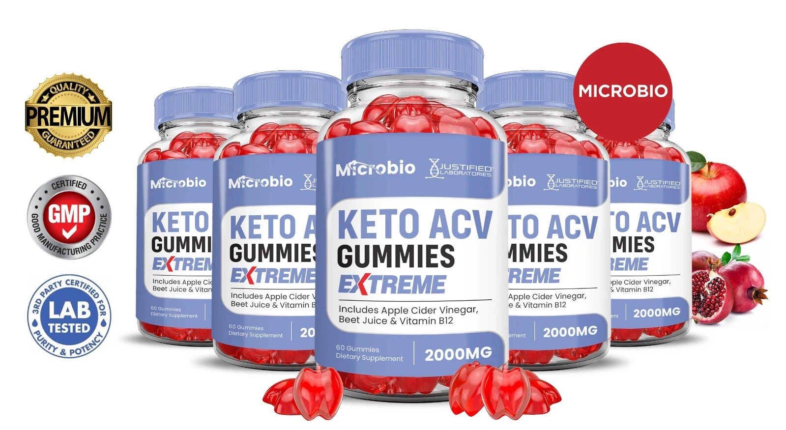 Microbio Keto Extreme ACV Gummies 2000MG Apple Cider Vinegar 300 Gummys